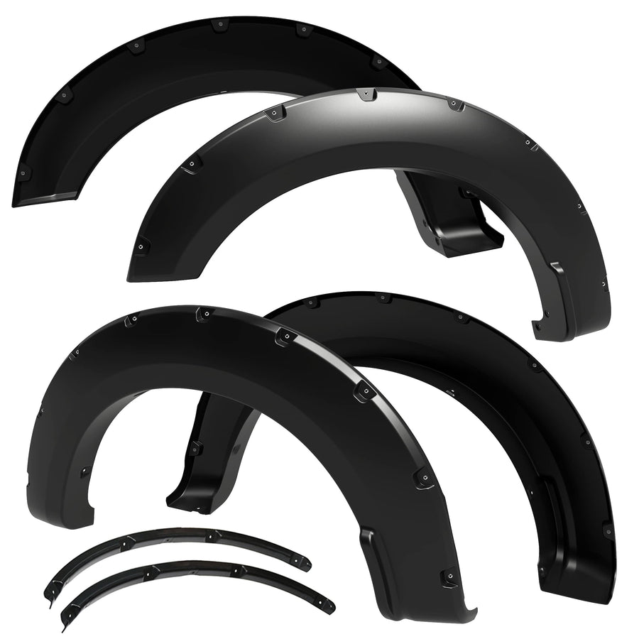 Tyger Auto Fender Flare 2017-2022 Compatible with Ford F-250 F-350 Super Duty, Smooth Textured Black Paintable Bolt-Riveted Style 4pc | TG-FF8F4388