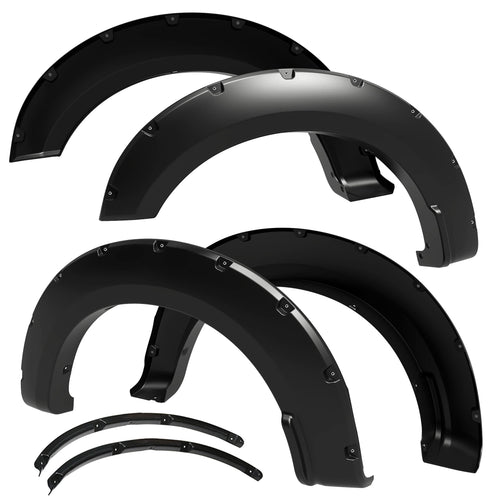 Tyger Auto Fender Flare 2017-2022 Compatible with Ford F-250 F-350 Super Duty, Smooth Textured Black Paintable Bolt-Riveted Style 4pc | TG-FF8F4388