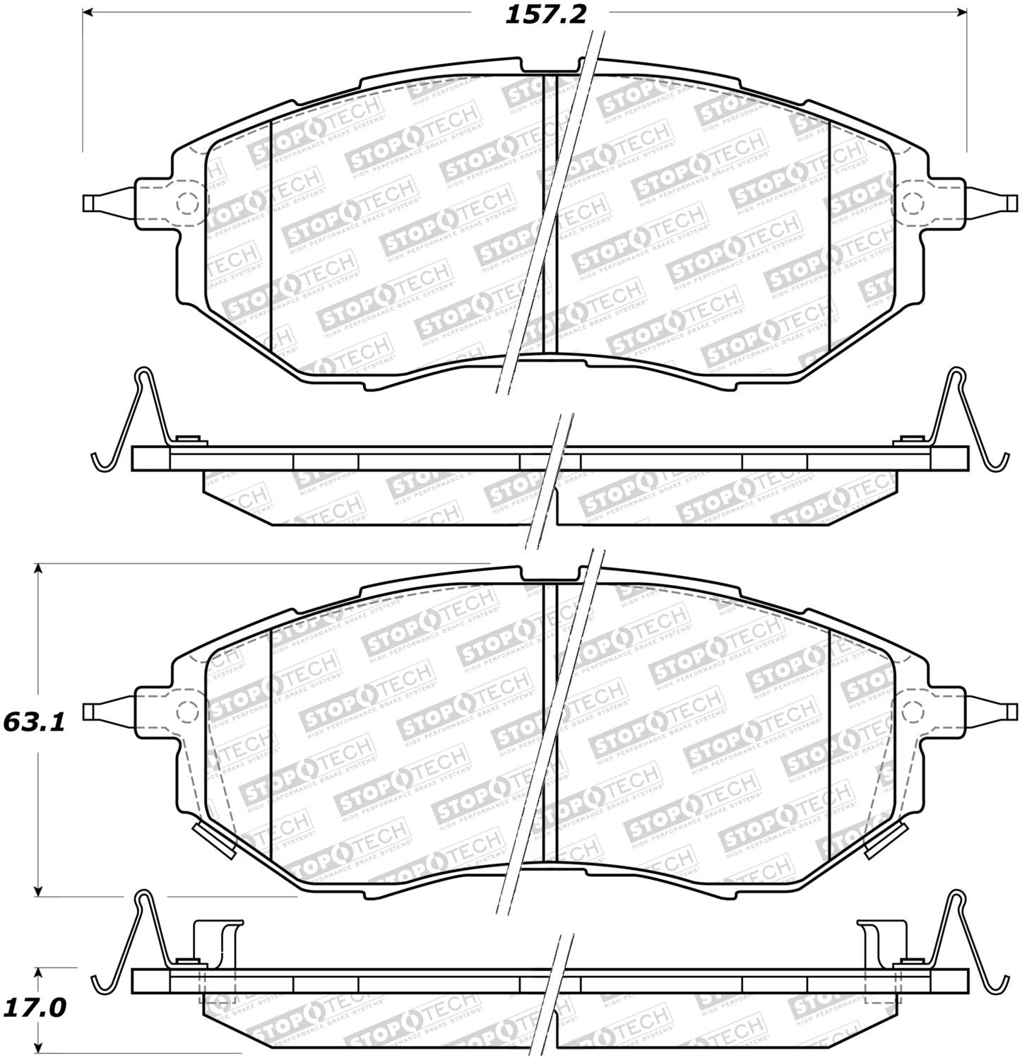 Brake Pads Stoptech 308.10781 with Shims & Hardware