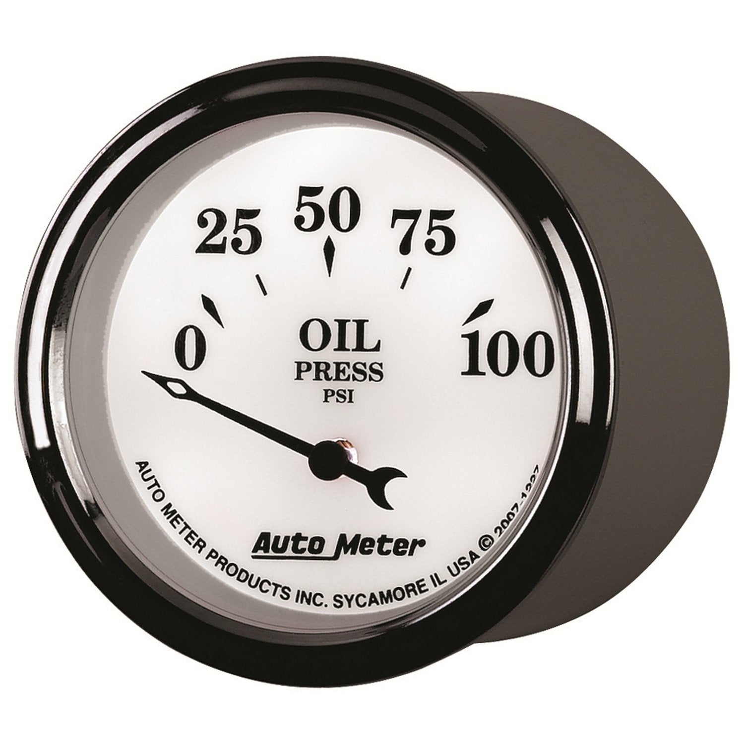 Auto Meter 1227 2-1/16" Old Tyme White II 0-100 PSI Short Sweep Electric Oil Pressure Gauge