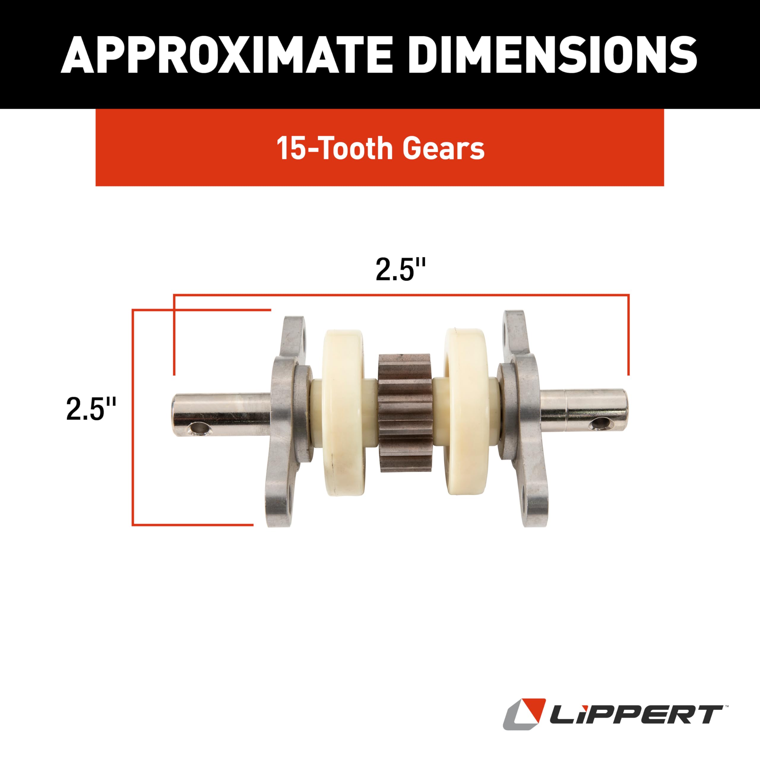 Lippert RV Slide-Out 324869 Standard Gear Pack Assembly 2.5" x 2.5", SILVER, WHITE