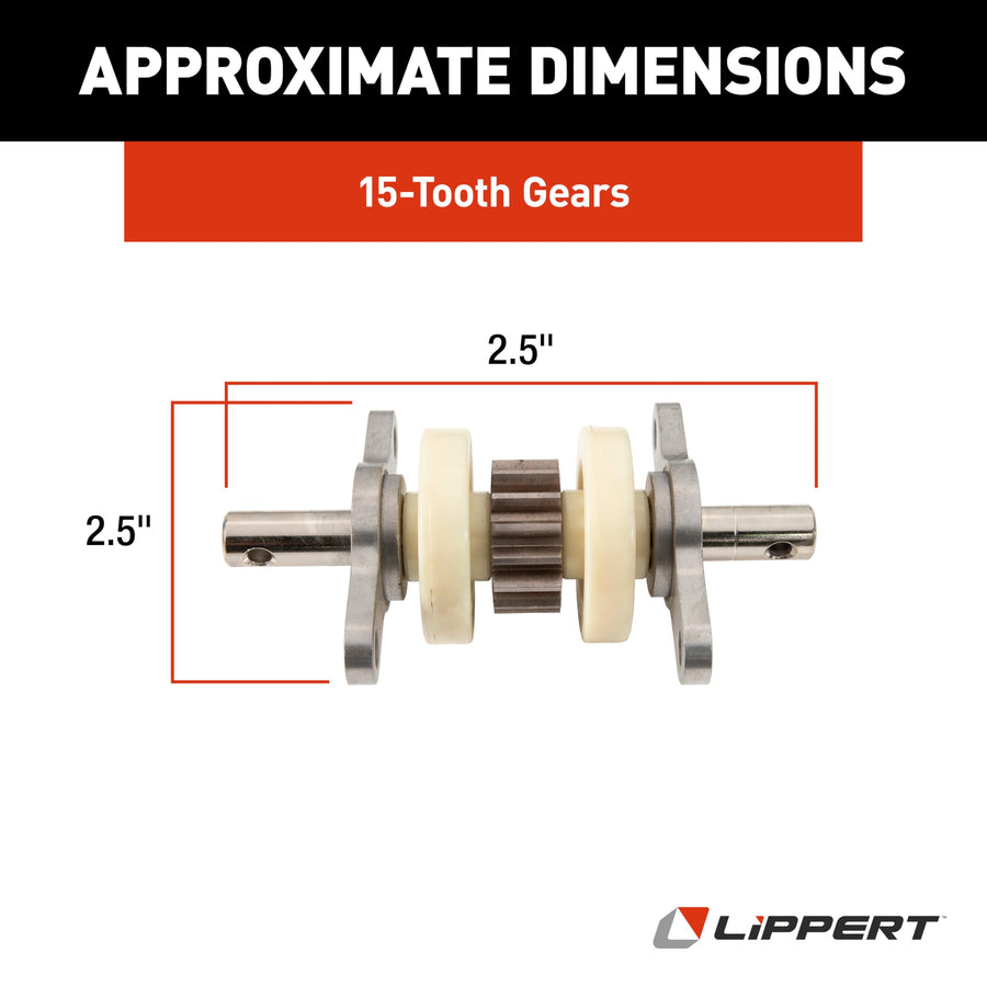 Lippert RV Slide-Out 324869 Standard Gear Pack Assembly 2.5" x 2.5", SILVER, WHITE