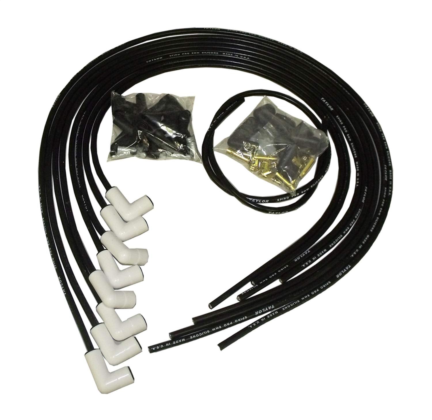 75029 Taylor Cable 8mm Spiro Pro White Ceramic Boot Race Fit Wire Set 180? Black