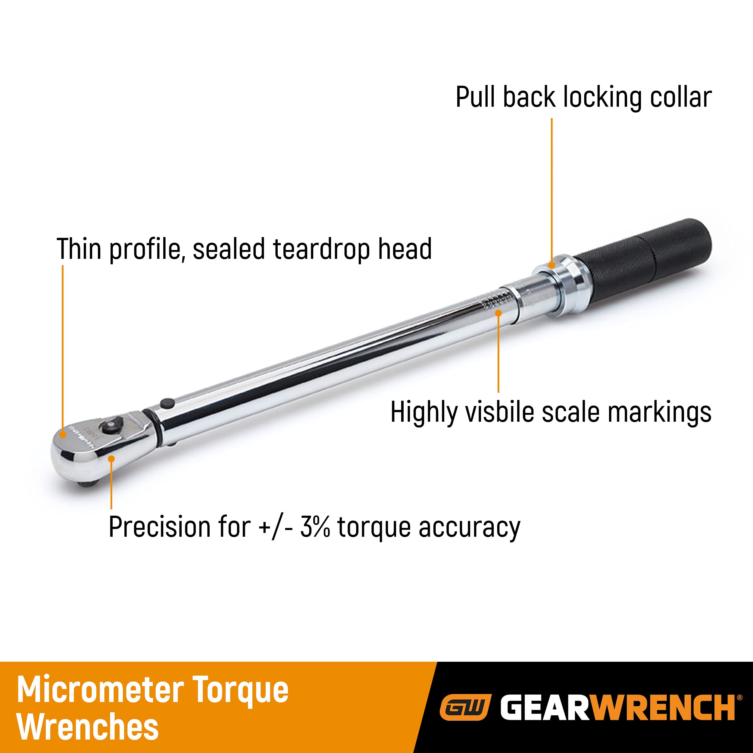 3/4" Drive GEARWRENCH Micrometer Torque Wrench, 100-600 ft/lbs. - 85065