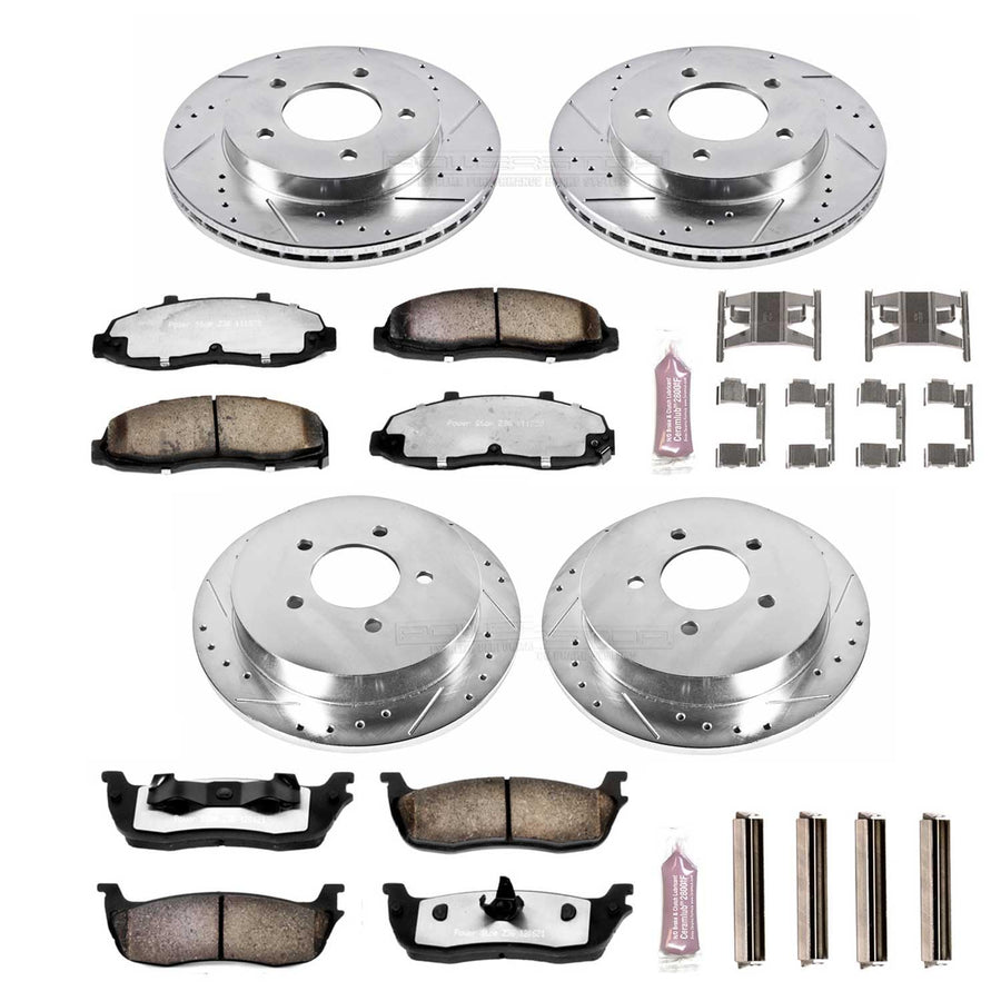 Power Stop Z36 Truck & Tow Brake Kit, Front and Rear Carbon Fiber Ceramic Brake Pads and Drilled/Slotted Brake Rotors