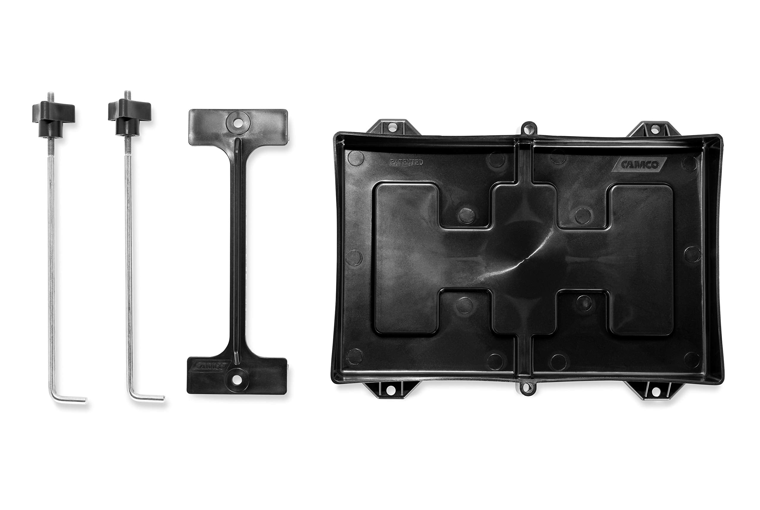 Camco Standard Battery Hold-Down Tray/RV Camper | Holds 24/24M Automotive Batteries | Fits Batteries Up to 11 1/8" L x 6 ¾" W x 8" H (55394)