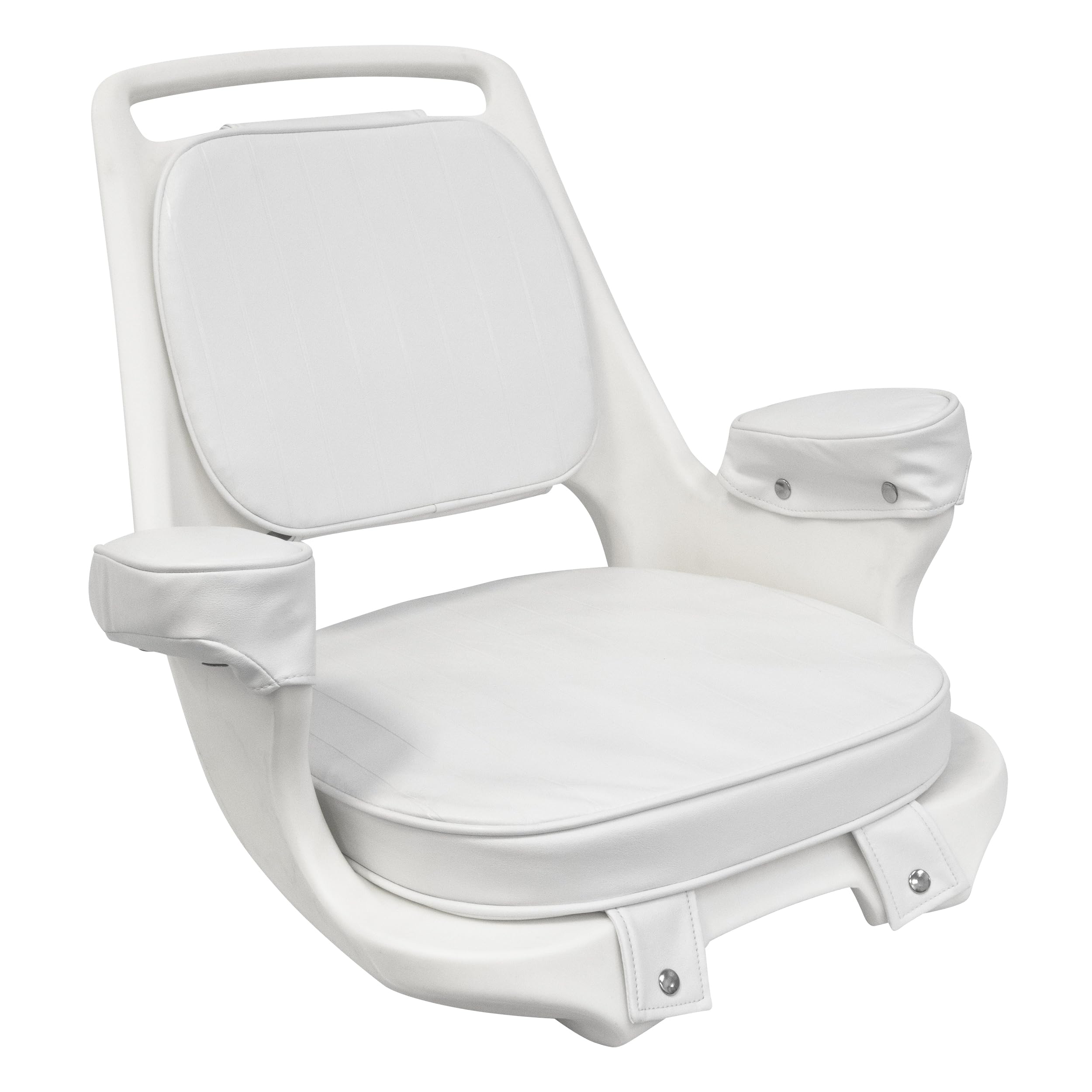 8WD1007-3-710 Wise Captains Chair with Cushions and Mounting Plate, White