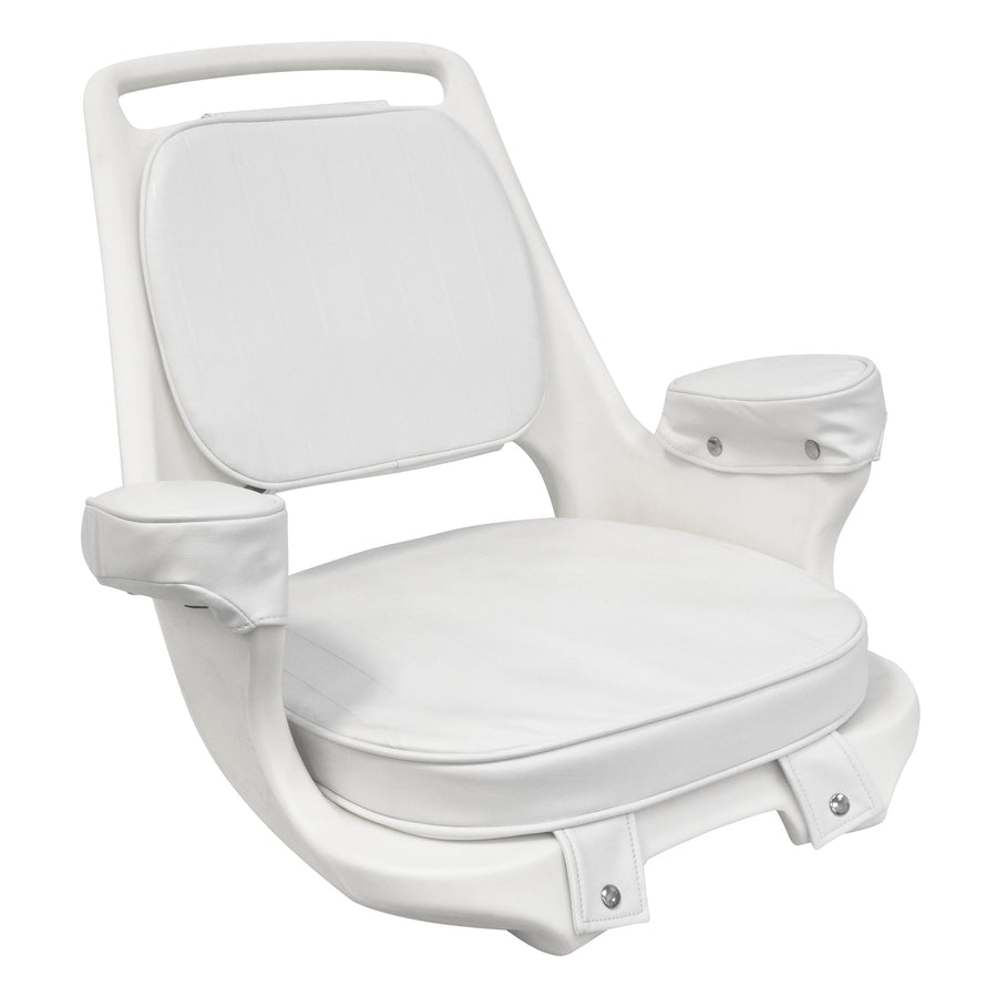 8WD1007-3-710 Wise Captains Chair with Cushions and Mounting Plate, White