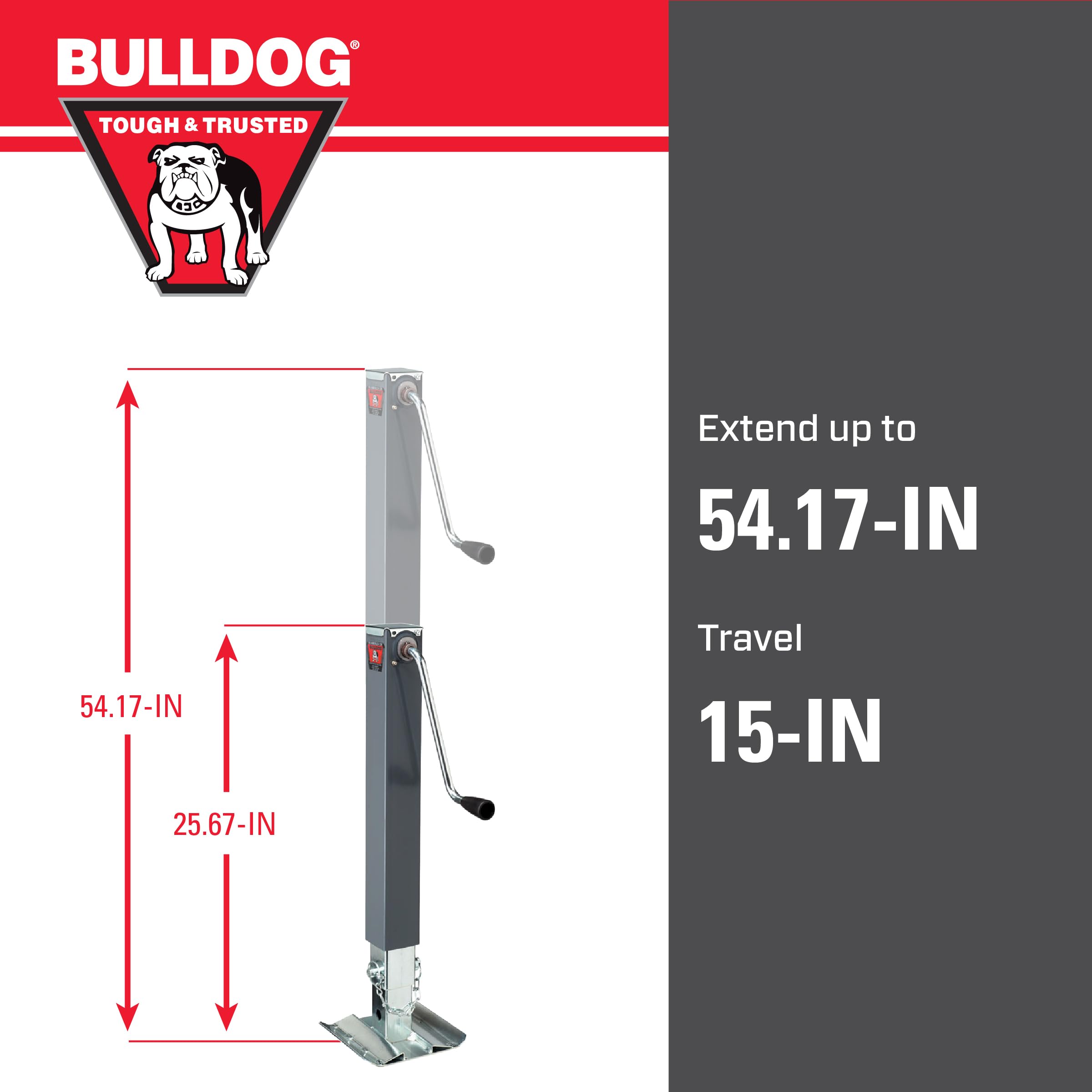 180455 BULLDOG Square Jack, 10000 lb. Load Capacity, Gray