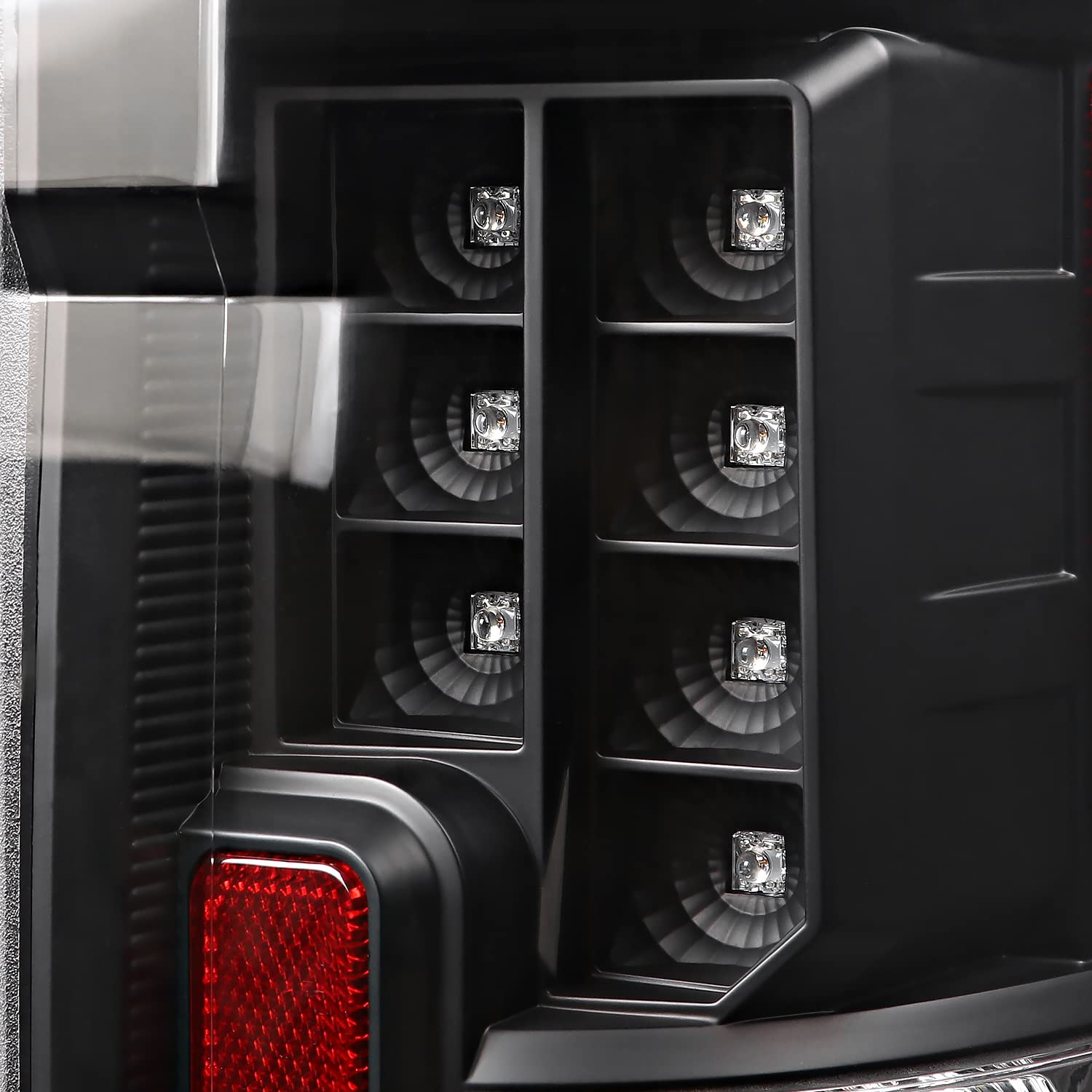Matte Black SPEC-D TUNING LED Tail Lights w/Red LED Tube Compatible with 2017-2019 Ford F250/350/450/550, Left + Right Pair Tail Lamp Assembly