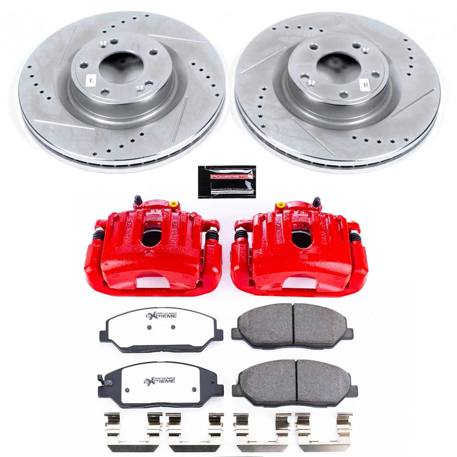 Power Stop Z26 KC5921-26 Street Warrior Front Brake Caliper Kit-Brake Rotor, Brake Pads & Calipers For Hyundai Genesis 2009-2011 [Model Specific]