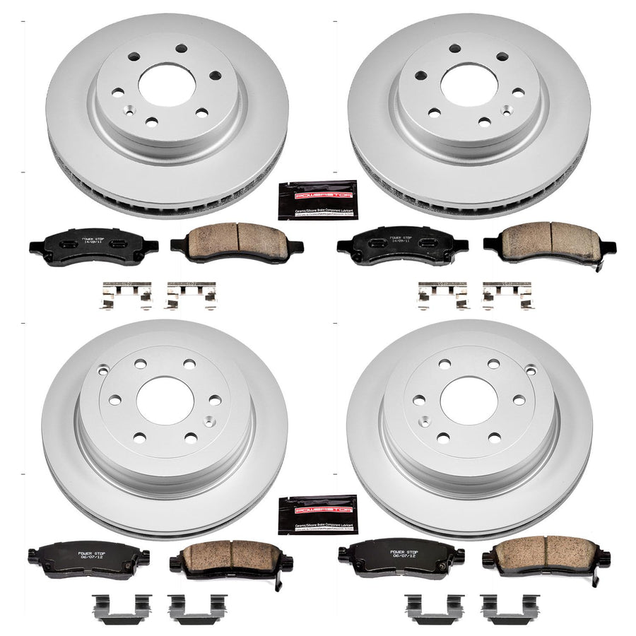 Power Stop Front and Rear Coated Brake Rotors and Ceramic Pads Brake Kit For 2008-2017 Buick Enclave CRK4466 | 2009-2017 Chevy Traverse | 2007-2017 GMC Acadia | 2007-2010 Saturn Outlook