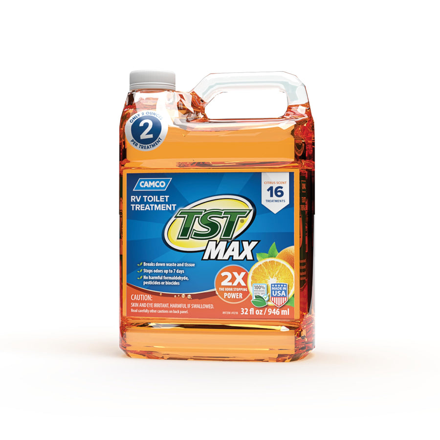 TST MAX Camco RV Toilet Treatment 32 oz. - Control Unwanted RV Sewer Odors & Break Down Waste and RV Toilet Paper - Biodegradable Septic Safe Formula - Orange Scent (41192)