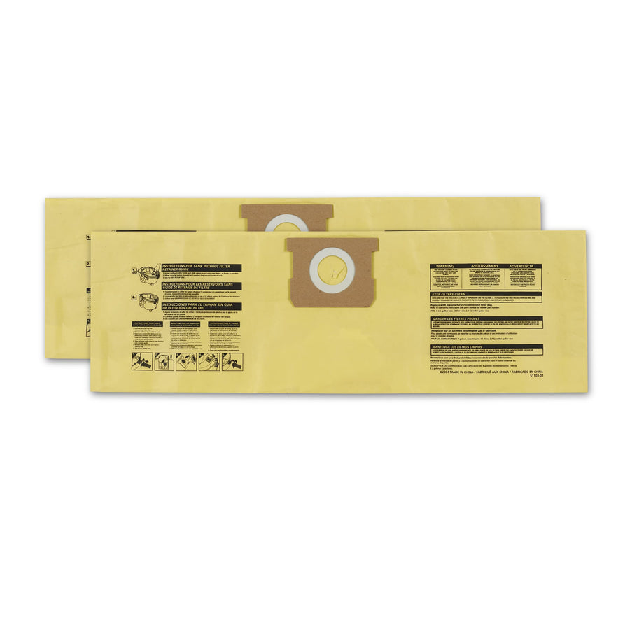 Shop-Vac High Efficiency Disposable Filter Bags 9196433, Fits 4 Gallon Tanks, Designed for All-Around Plus and Floormaster (Model E87) Vacuums, (2-Pack)
