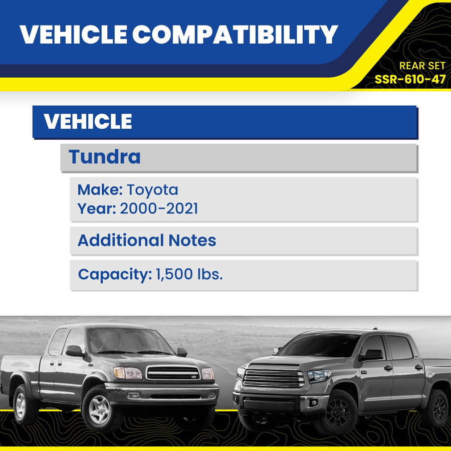 Set of Rear SuperSprings SumoSprings fits 2000-2021 Tundra | 1500 lb Capacity at 50% Compression | Simple Installation