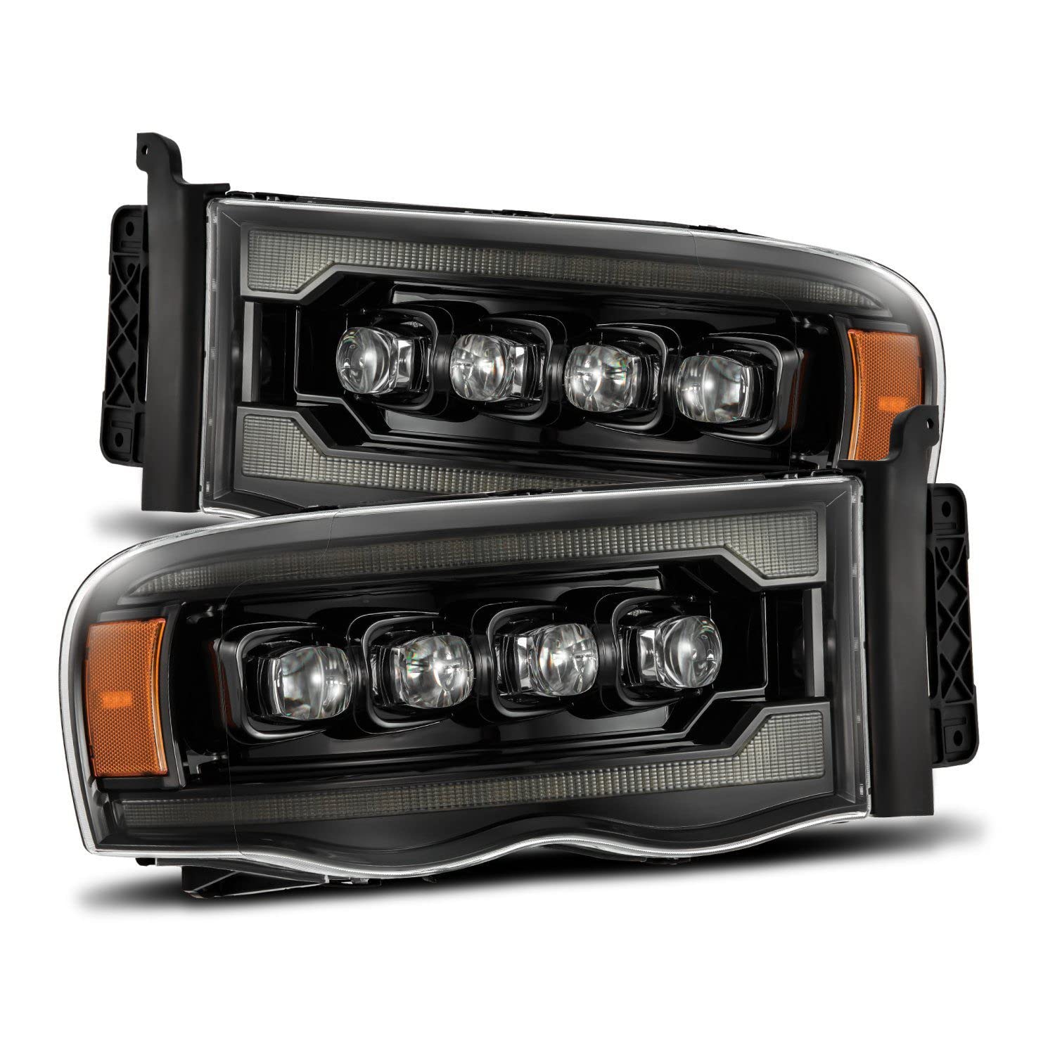 AlphaRex NOVA LED Proj Headlights 02-05 Dodge Ram 1500 Alpha Black w/Activ Light/Seq Signal