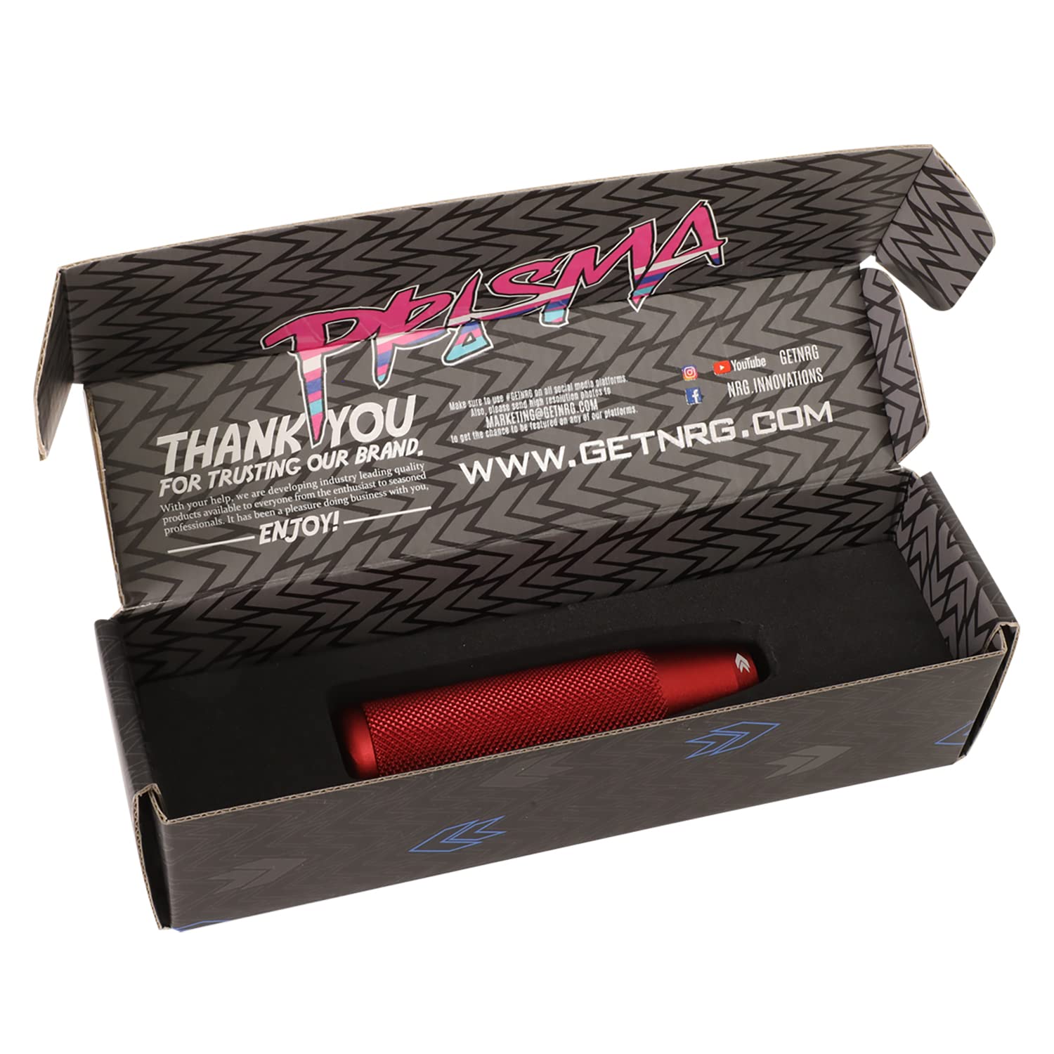 NRG Innovations Universal Aluminum SK-800RD Hidden Gem Short Shift Knob with Thread Adapters, 33mm OD x 120mm H,Red