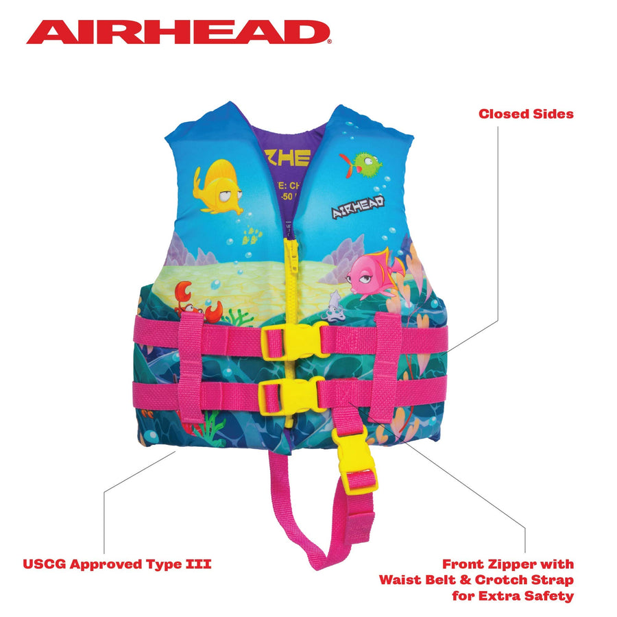 Airhead Infant and Child Treasure Life Vest, USCG Approved 15-30lbs Infant, 30-50lbs Child