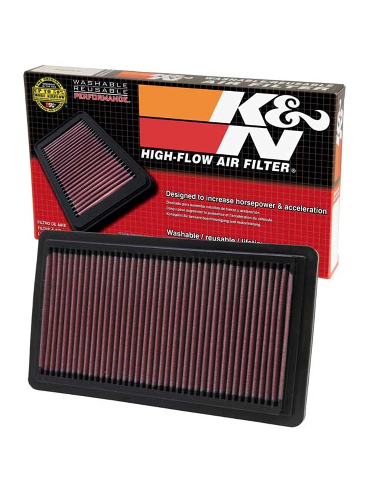 K&N Engine Air Filter: Replacement Car Air Filter, Washable, Reusable, Clean Every 75,000 Miles: Compatible with 2003-2016 MAZDA (MPV, FAW CX-7, FAW 8, CX-7, mazda 6, Atenza, Mazdaspeed6), 33-2279