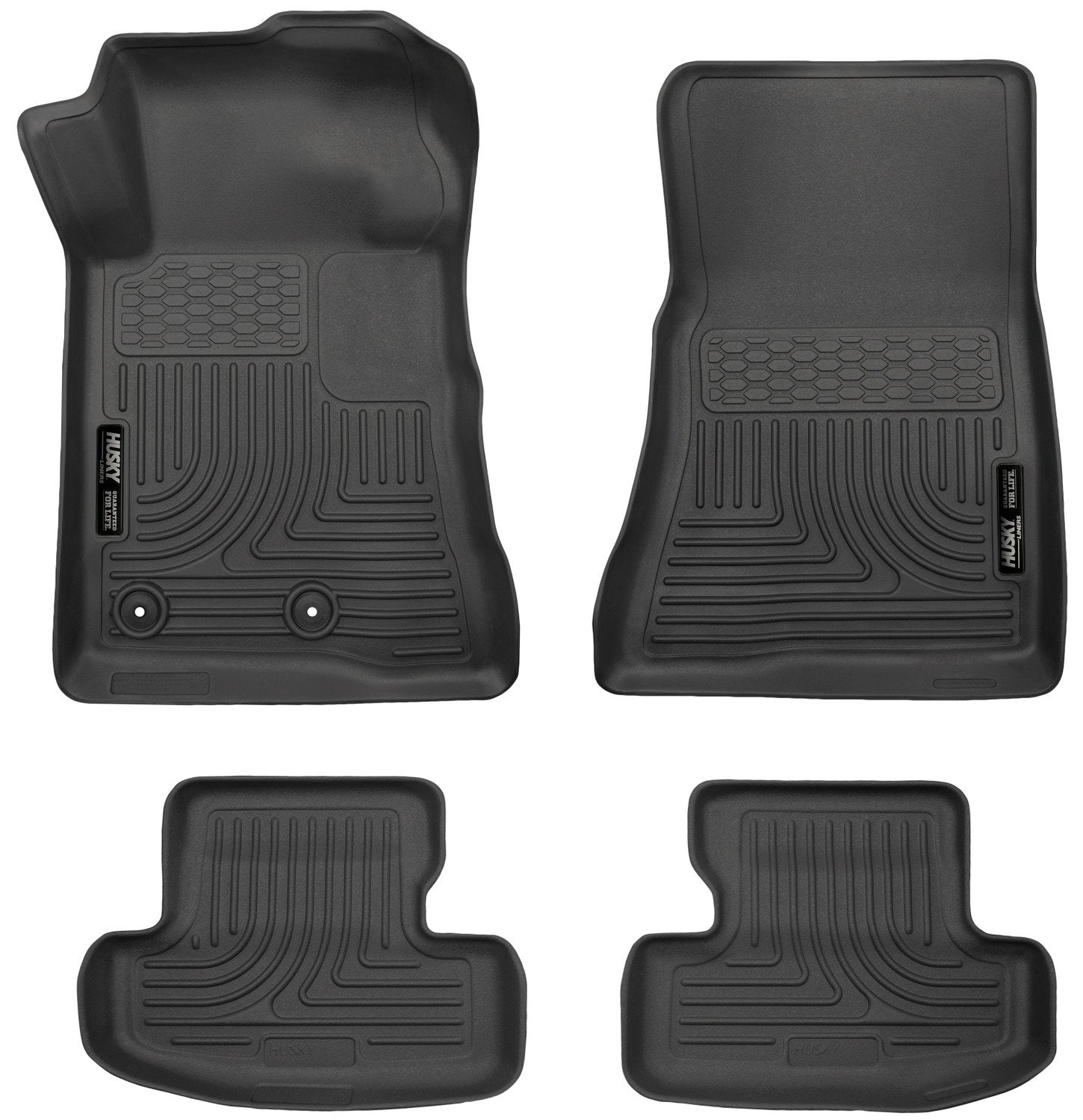 Weatherbeater Husky Liners Floor Mats | Fits 2015-2024 Ford Mustang | Front & 2nd Row, 3-pc Black - 99371