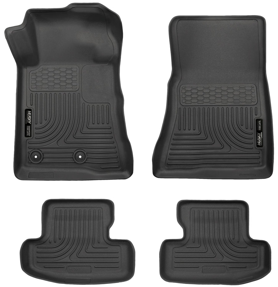 Weatherbeater Husky Liners Floor Mats | Fits 2015-2024 Ford Mustang | Front & 2nd Row, 3-pc Black - 99371