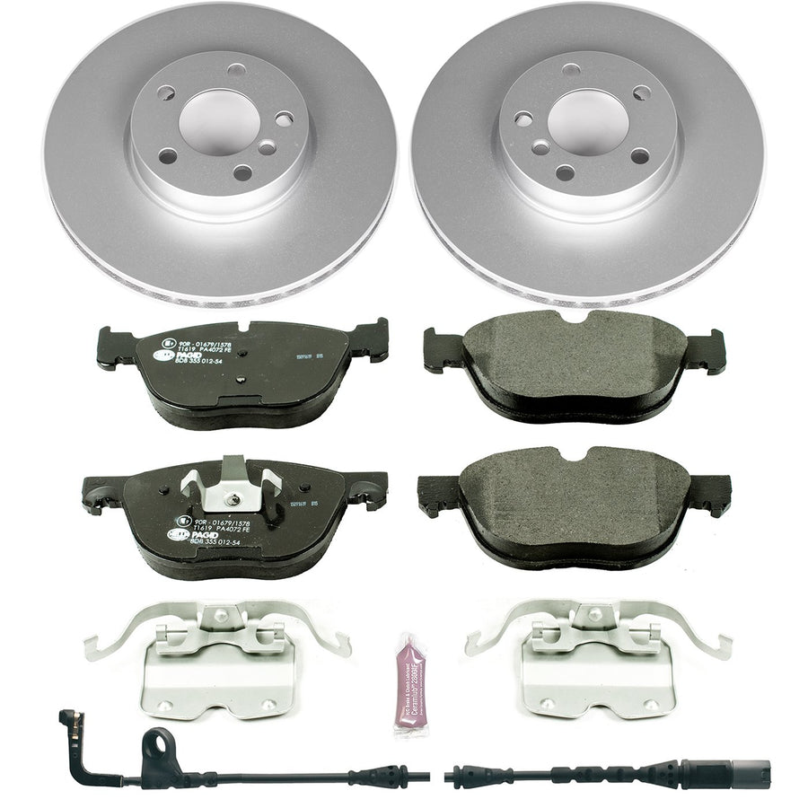 Power Stop Front Euro-Stop Brake Kit ESK4693 and 1 Front Sensor Wire For BMW X5 2007-2010 [Model Specific]
