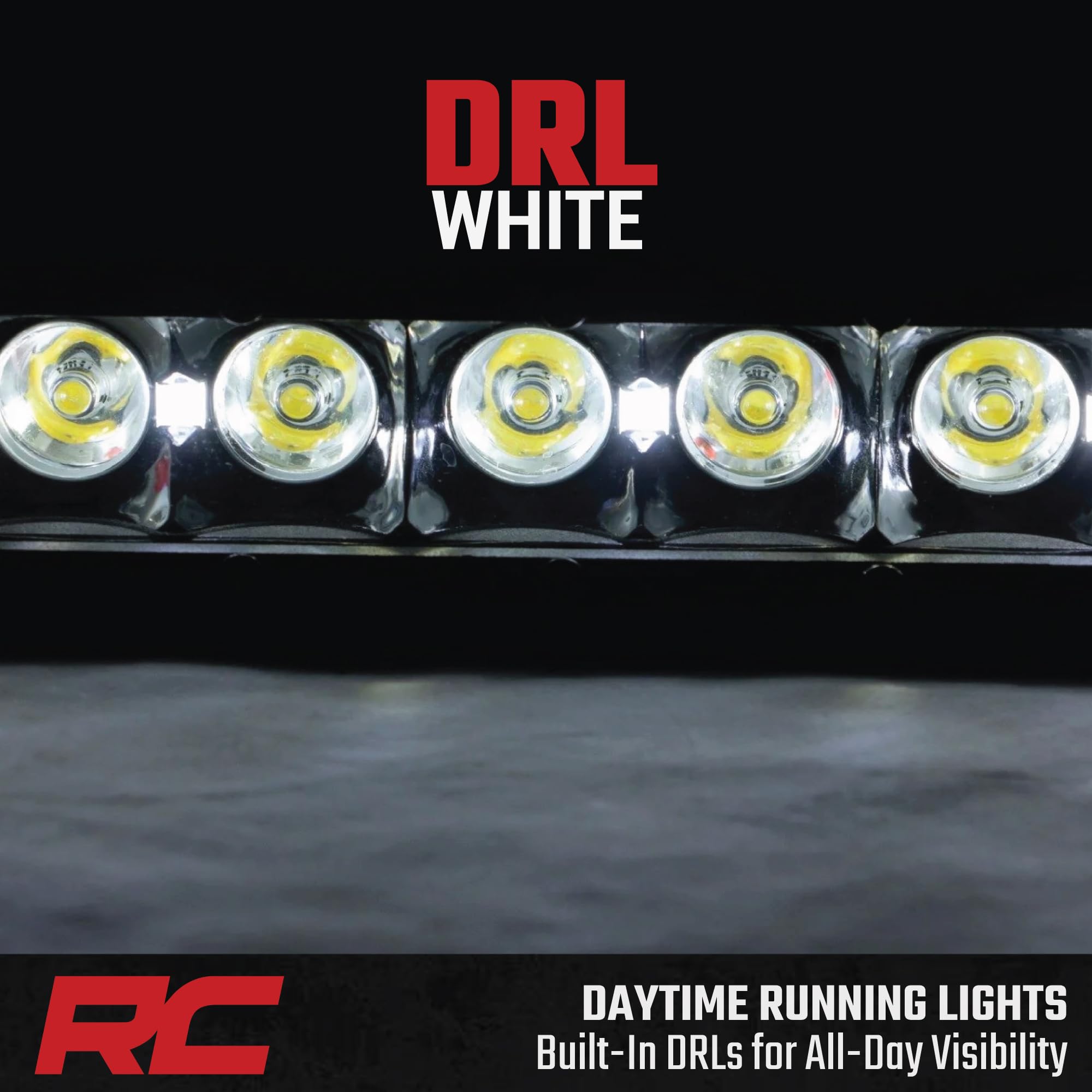 30-Inch Rough Country LED Light Bar with White DRL - 12,000 Lumens, 150W Cree LEDs, Spot Focus Beam for Trucks, Jeeps, UTVs & Off-Road Vehicles
