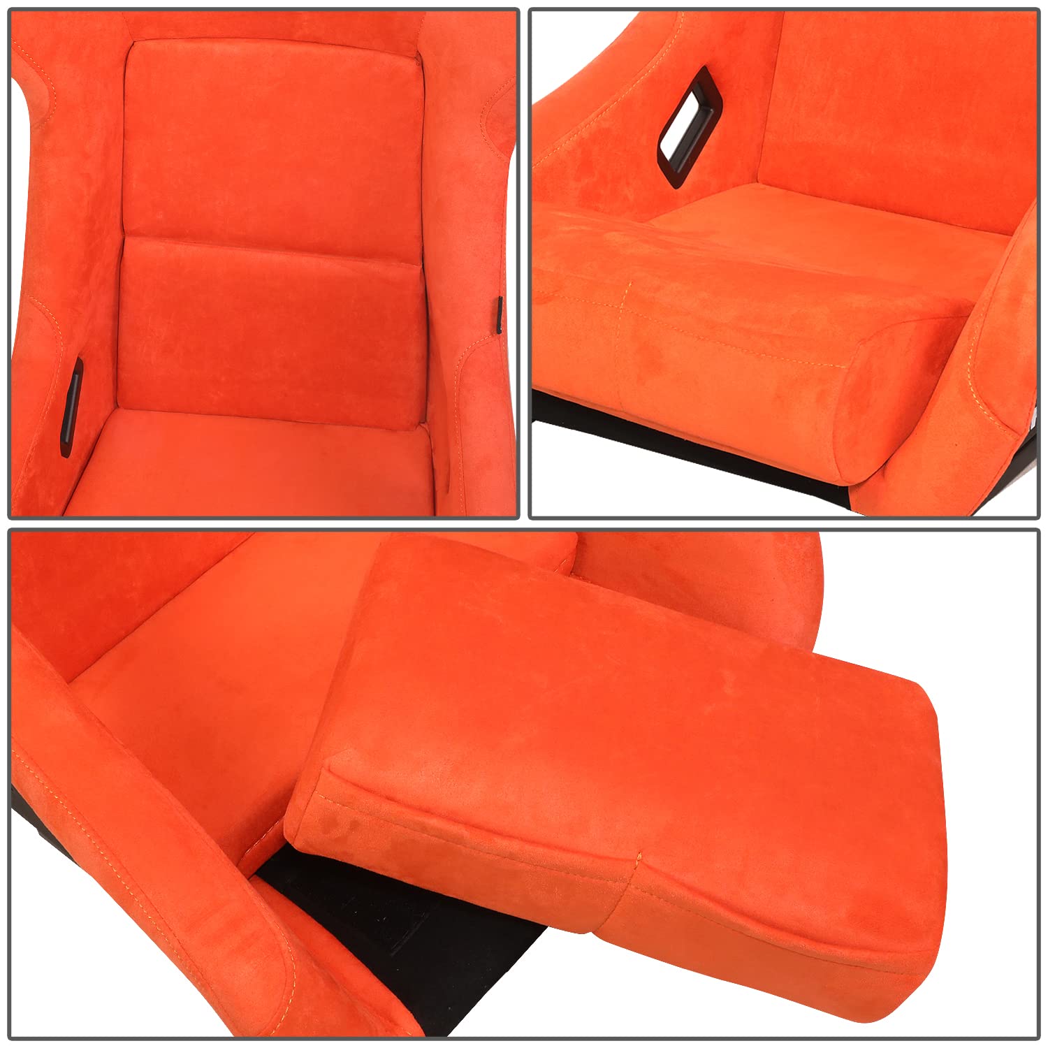 NRG Innovations Prisma NRG-FRP-302OR-ULTRA Fixed Back Bucket Racing Seat with Bottom Mount Bracket, Orange Color Seat/Gold Flake Back, 24" W X 36" H X 18" D