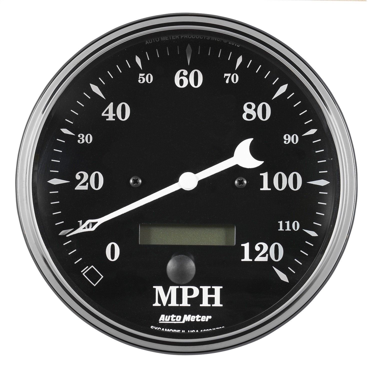 Gauge AUTO METER 1789 Speedometer (Old TYME Black Gauge, Speedo, 5", 120Mph, Elec. Prog.with LCD Odo, Old TYME Black)