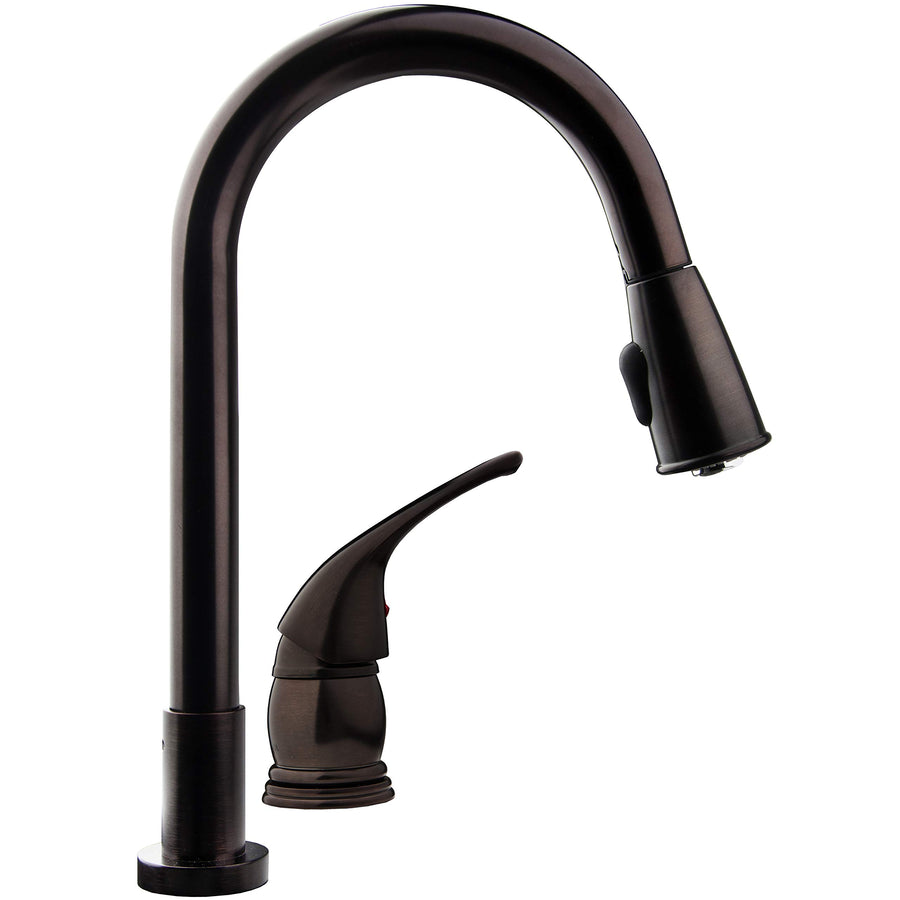 Dura Faucet RV Pull-Down Kitchen Sink Faucet DF-NMK503-VB with Side Lever (Venetian Bronze)