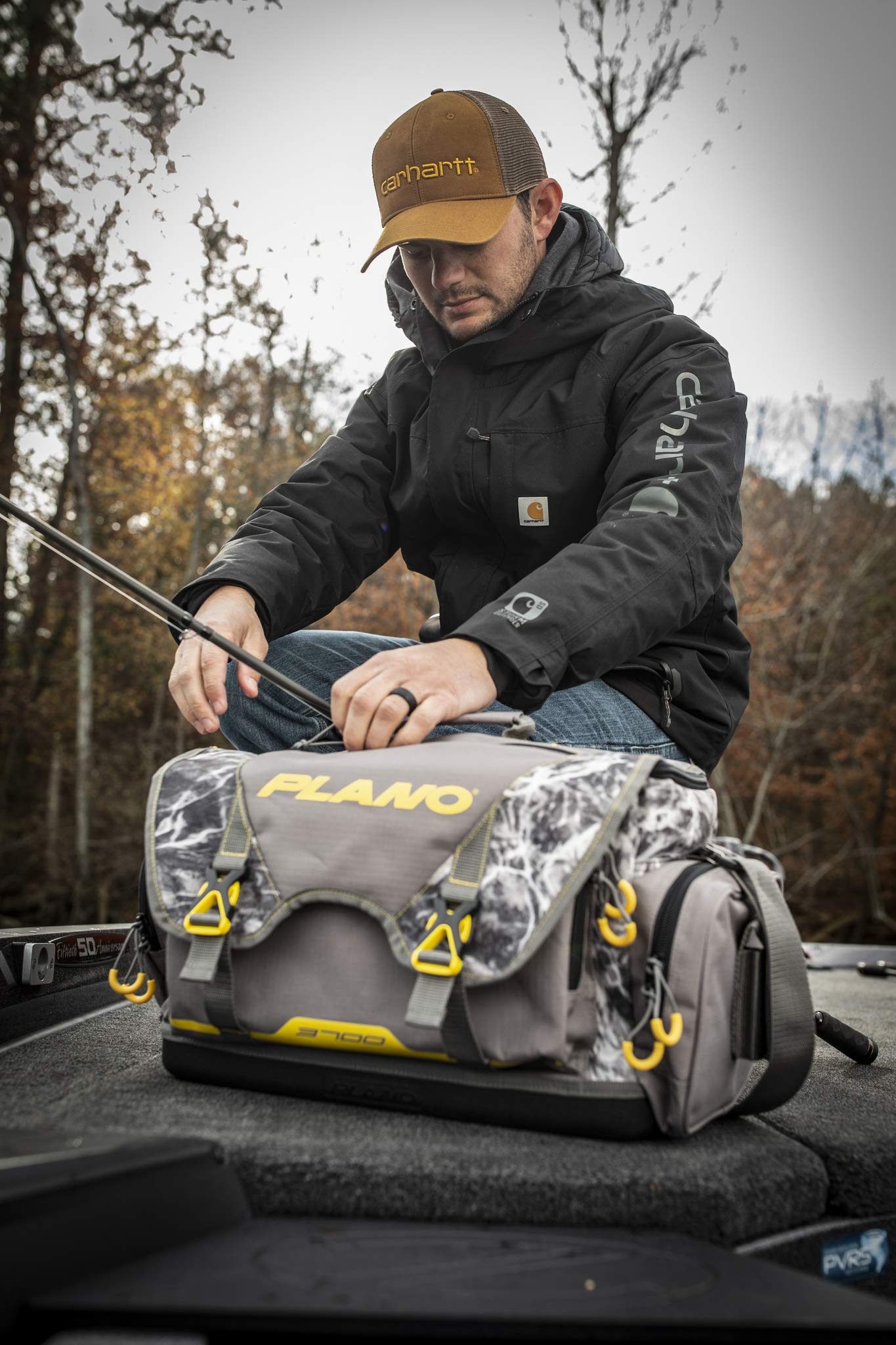 B-Series Plano 3700 Mossy Oak Manta Tackle Bag, Manta Camo with Yellow Accents, Includes 4 3700 StowAway Utility Organization Boxes, Large Premium Fishing Storage