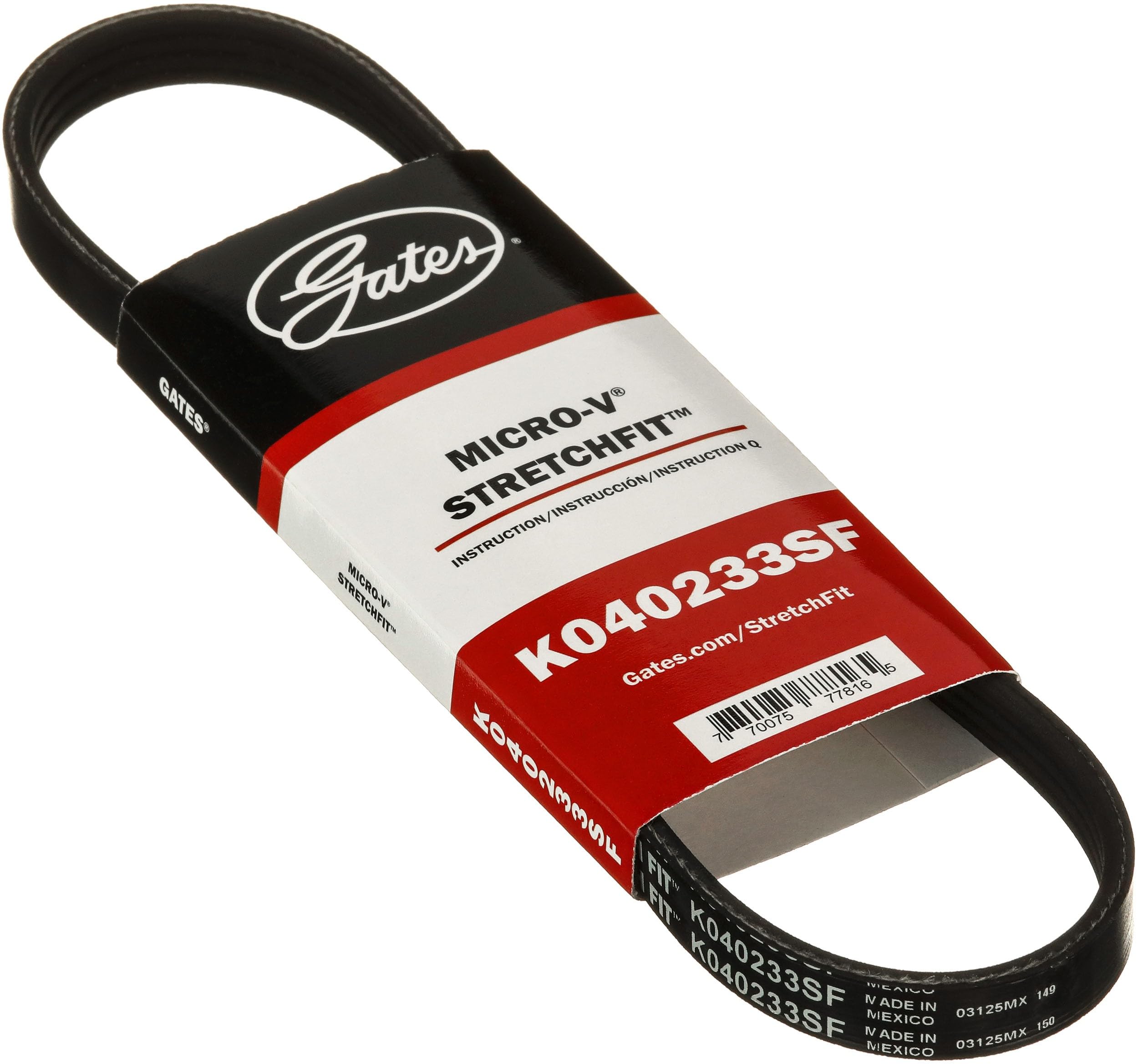 Gates Genuine K040233SF Stretch Fit Micro-V Serpentine Drive Belt