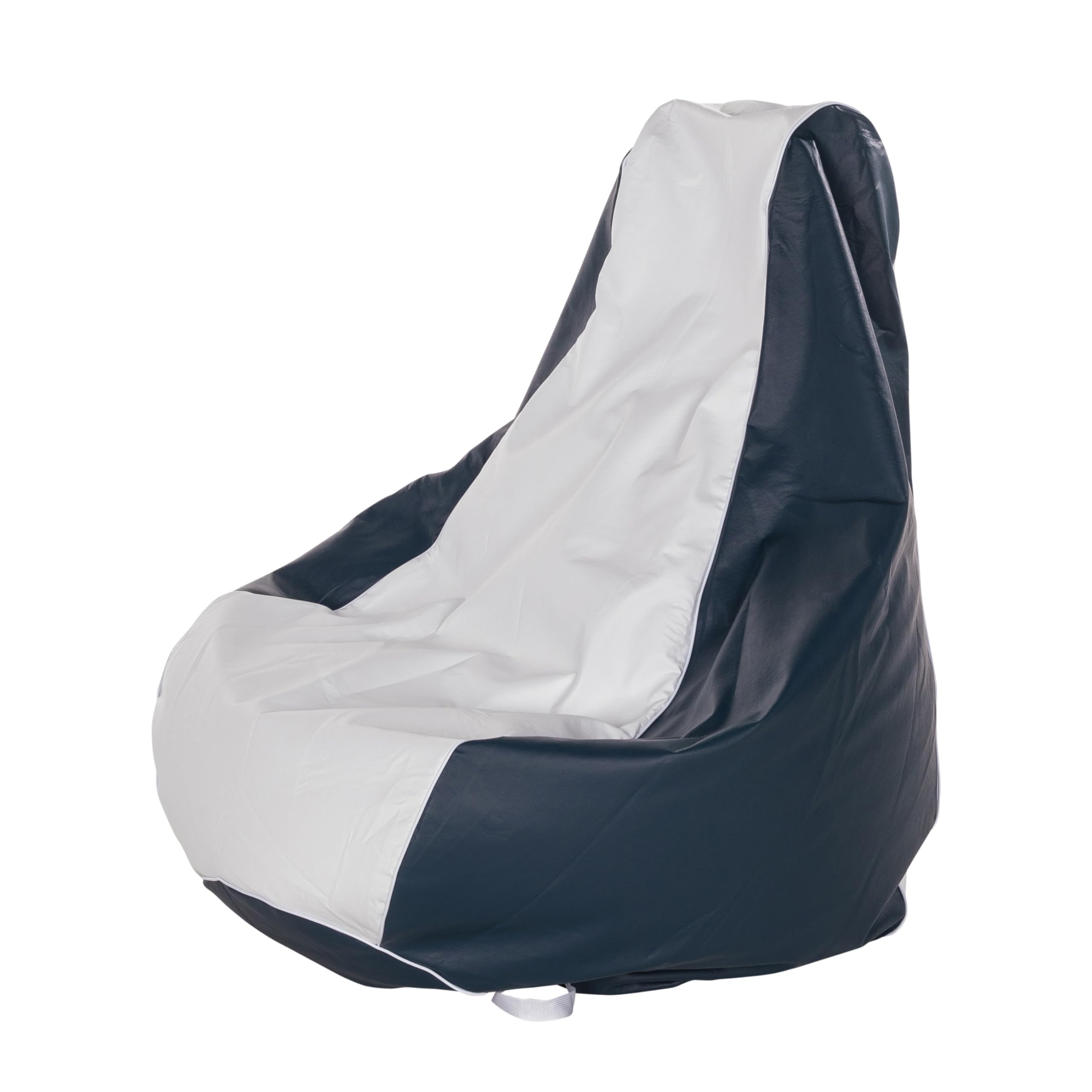Marine Bean Bag Chair Taylor Made for Boats, Docks, Beaches, Marine Grade Vinyl, Twin-Zipper Design, Weather-Resistant, Water-Repellent, Carrying Handles, White/Navy – 2020193616
