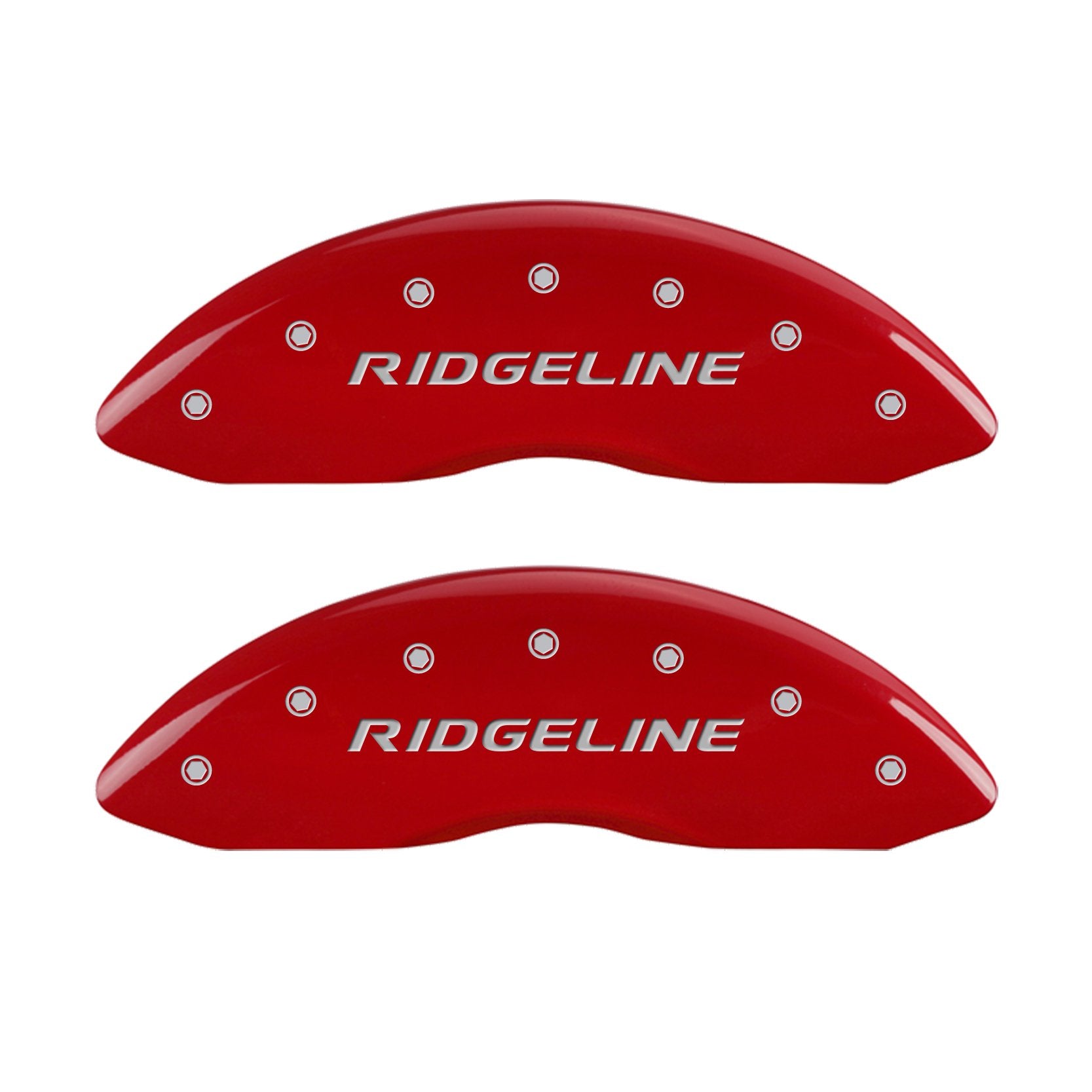 MGP Brake Caliper Covers with Compatible 2009-2025 Honda Pilot, 2017-2025 Honda Ridgeline - Powder-Coated Finish, 4PCS Front and Rear (Red - Ridgeline Engraving)