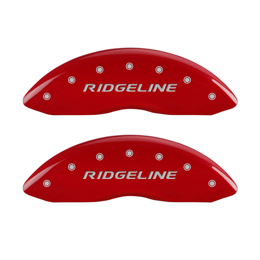 MGP Brake Caliper Covers with Compatible 2009-2025 Honda Pilot, 2017-2025 Honda Ridgeline - Powder-Coated Finish, 4PCS Front and Rear (Red - Ridgeline Engraving)