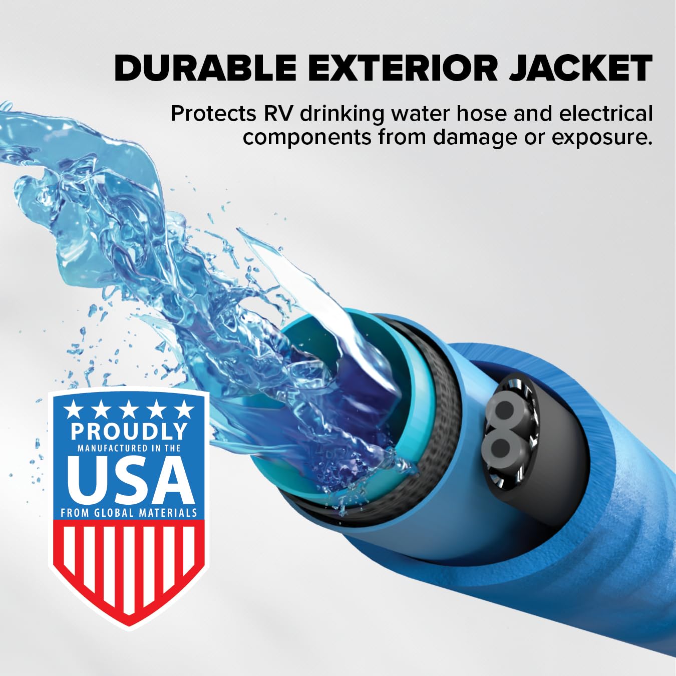 25-Ft Camco Heated Water Hose for RV - Water Line Freeze Protection Down to -20°F/-28°C - Features Energy-Saving Thermostat & Includes Adapter for Connection to Either End of Hose (22911)