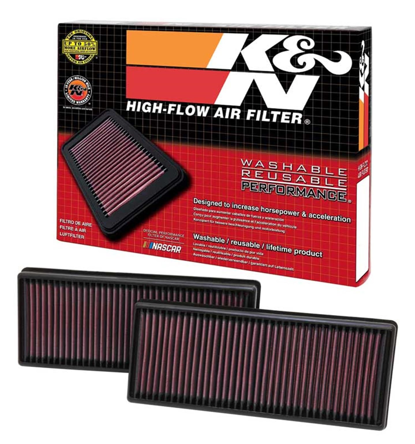 High-Flow K&N Original Lifetime Engine Air Filter: Increase Power: Premium, Washable: Compatible with 2011-2019 Merecedes Benz: (See Product Description for Select Models), 33-2474