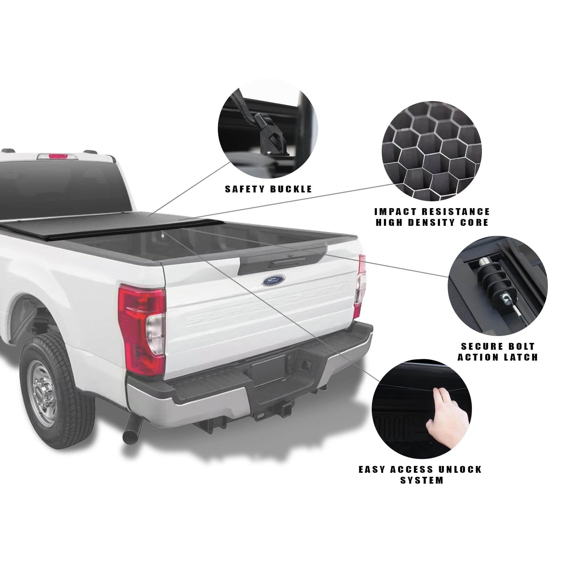 CoveRex TFX Series Armordillo USA Low Profile Hard Tri-Fold Truck Bed Tonneau Cover Fits 2017-2024 Ford F250 / F350 / F450 Superduty 6.75 Ft (81") Bed
