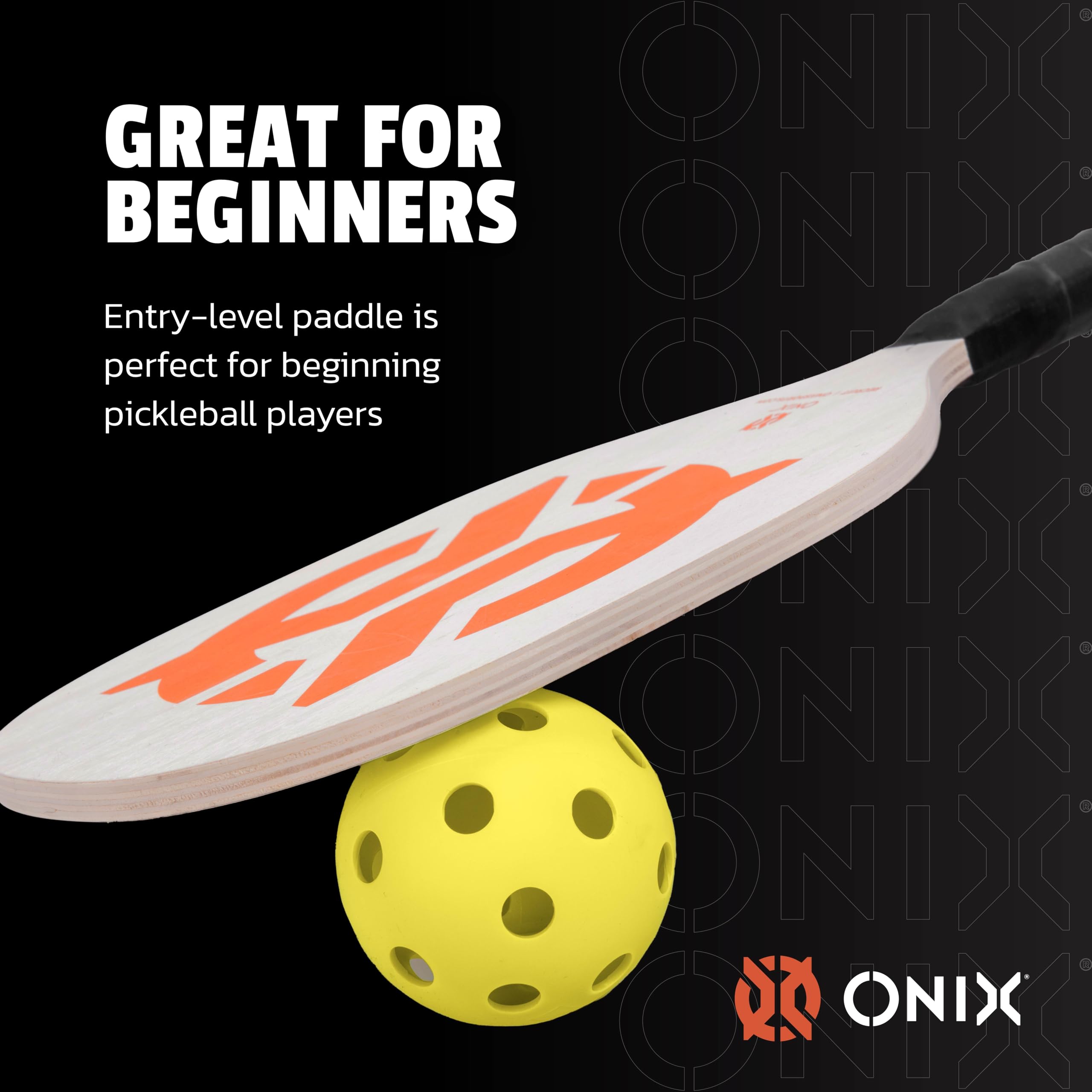 Pickleball Starter Set by ONIX - Includes Two Poplar Wood Paddles and Two Yellow Balls