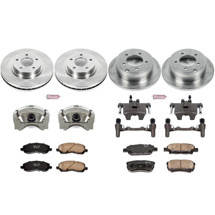 Power Stop KCOE2840B Autospeciality Front & Rear Brake Caliper Kit- Brake Rotors, Ceramic Brake Pads, Brake Calipers