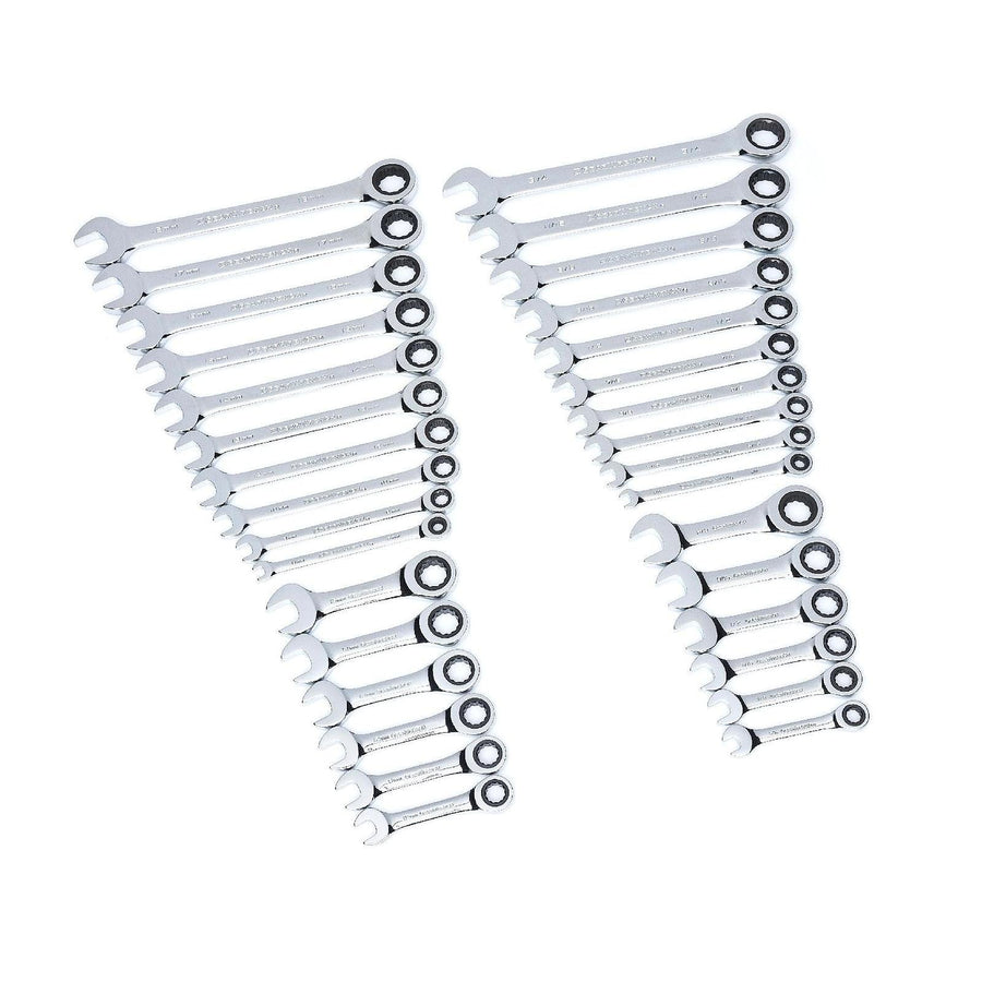 Combination GearWrench Ratcheting Wrench Set With Stubby Wrenches And Carrying Case, 32 Piece