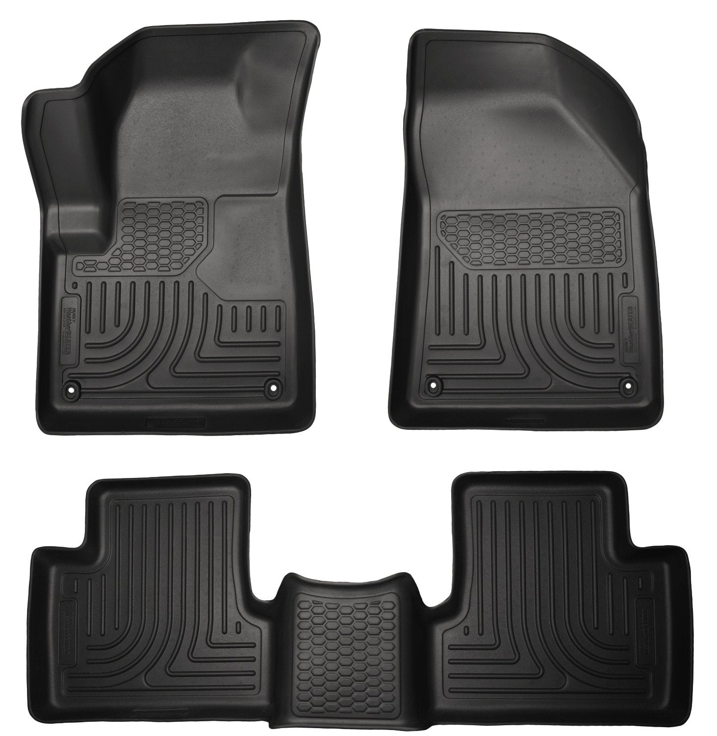 Weatherbeater Husky Liners Floor Mats | Fits 2014-2015 Jeep Cherokee | Front & 2nd Row, 3-pc Black - 99031