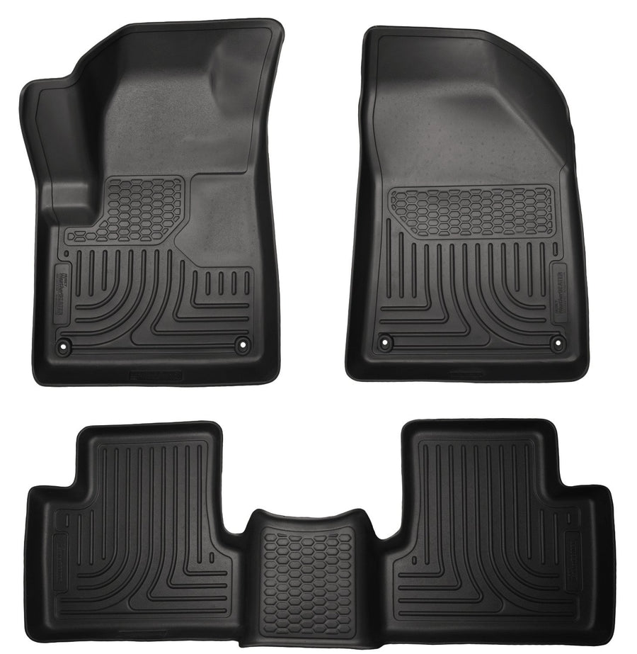 Weatherbeater Husky Liners Floor Mats | Fits 2014-2015 Jeep Cherokee | Front & 2nd Row, 3-pc Black - 99031