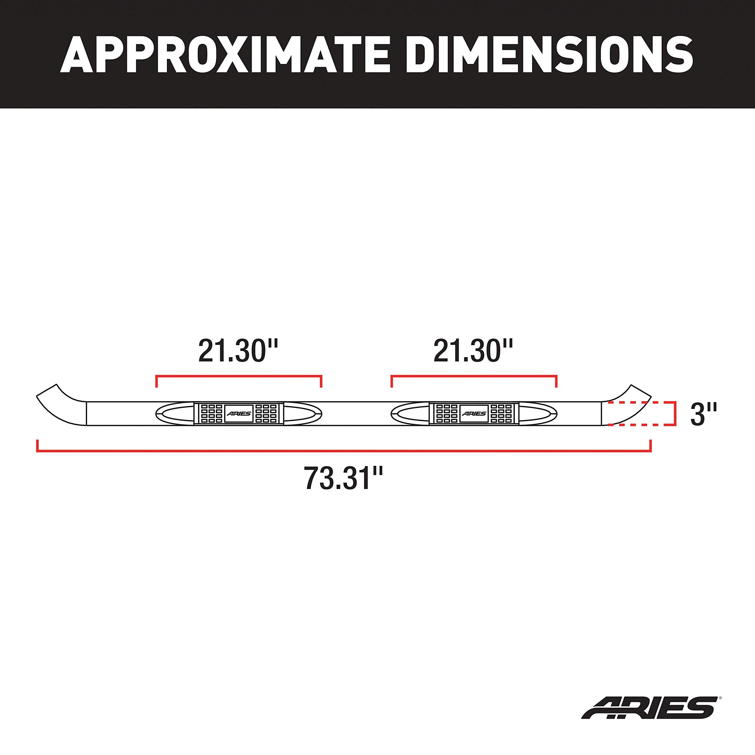 3-Inch Round Black Stainless Steel ARIES Nerf Bars, No-Drill, Fits Select Dodge, Ram 1500
