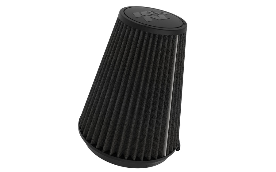 K&N Lifetime Dryflow Universal Clamp-On Air Filter: Washable, Oil-Free, Dry Synthetic: Flange Diameter: 6 In, Filter Height: 9 In, Flange Length: 0.625 In, Shape: Round Tapered, RU-3115HBK