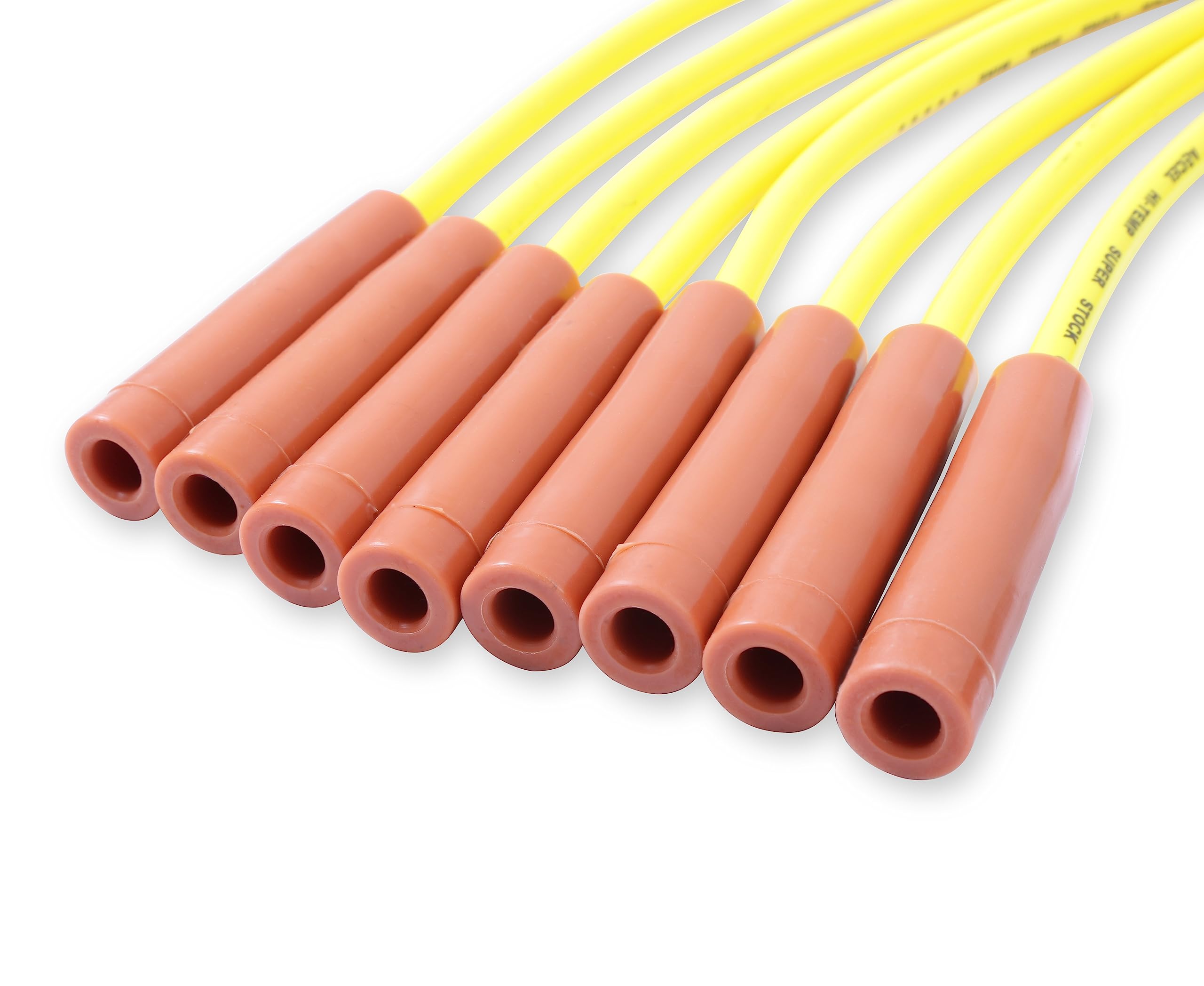 Super Stock ACCEL 4038 Spark Plug Wire Set - 8mm - Yellow with Orange Straight Boots