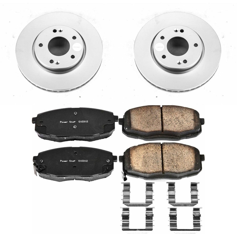Power Stop CRK5911 Brake Rotor & Coated Ceramic Brake Pads- front For Kia Forte 2010-2013, Kia Forte Koup 2010-2013 [Model Specific]