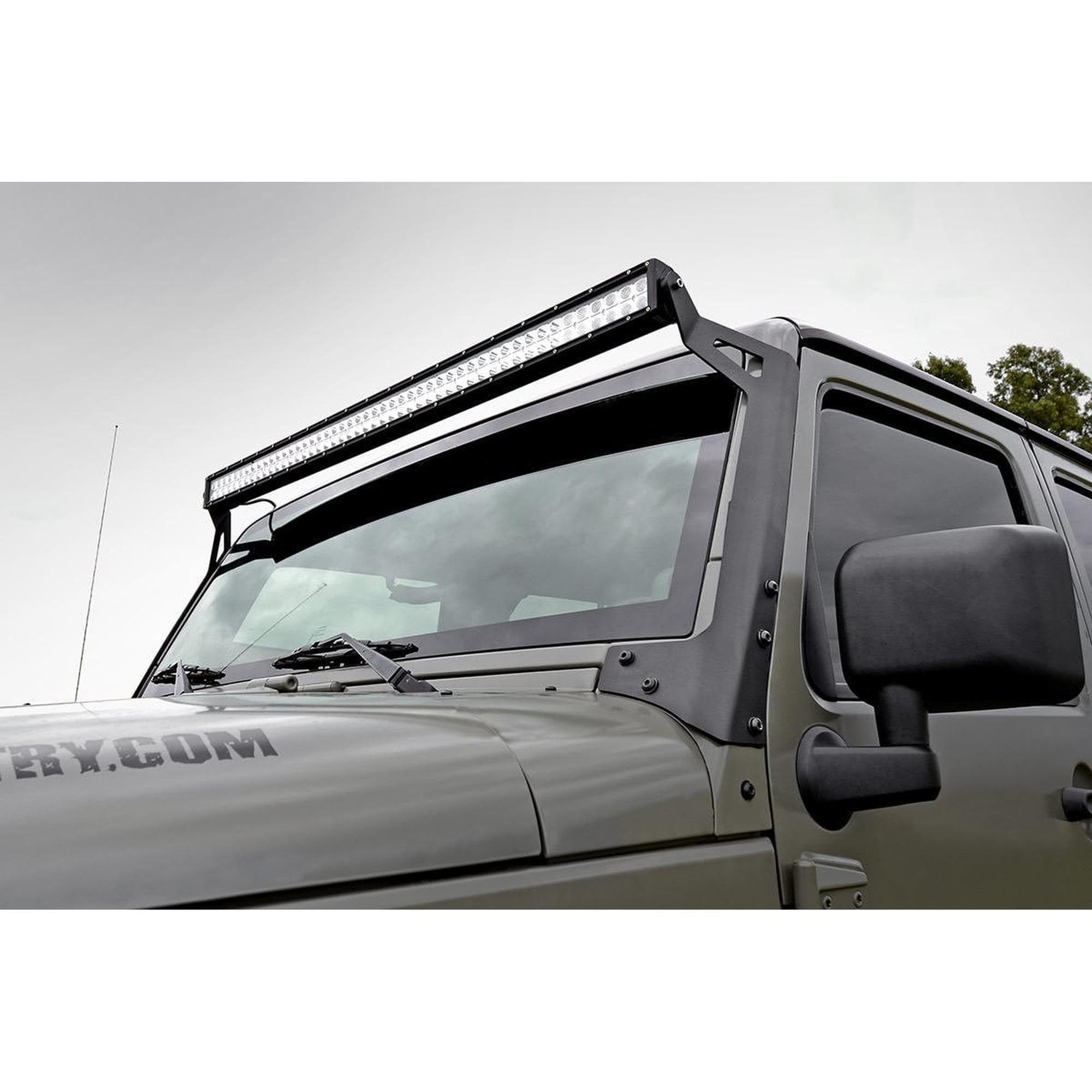 50" Rough Country LED Light Bar Kit for Jeep Wrangler JK (2007-2018) - Upper Windshield Mount, 270W Spectrum Series, 24,300 Lumens, Combo Spot & Flood Beam