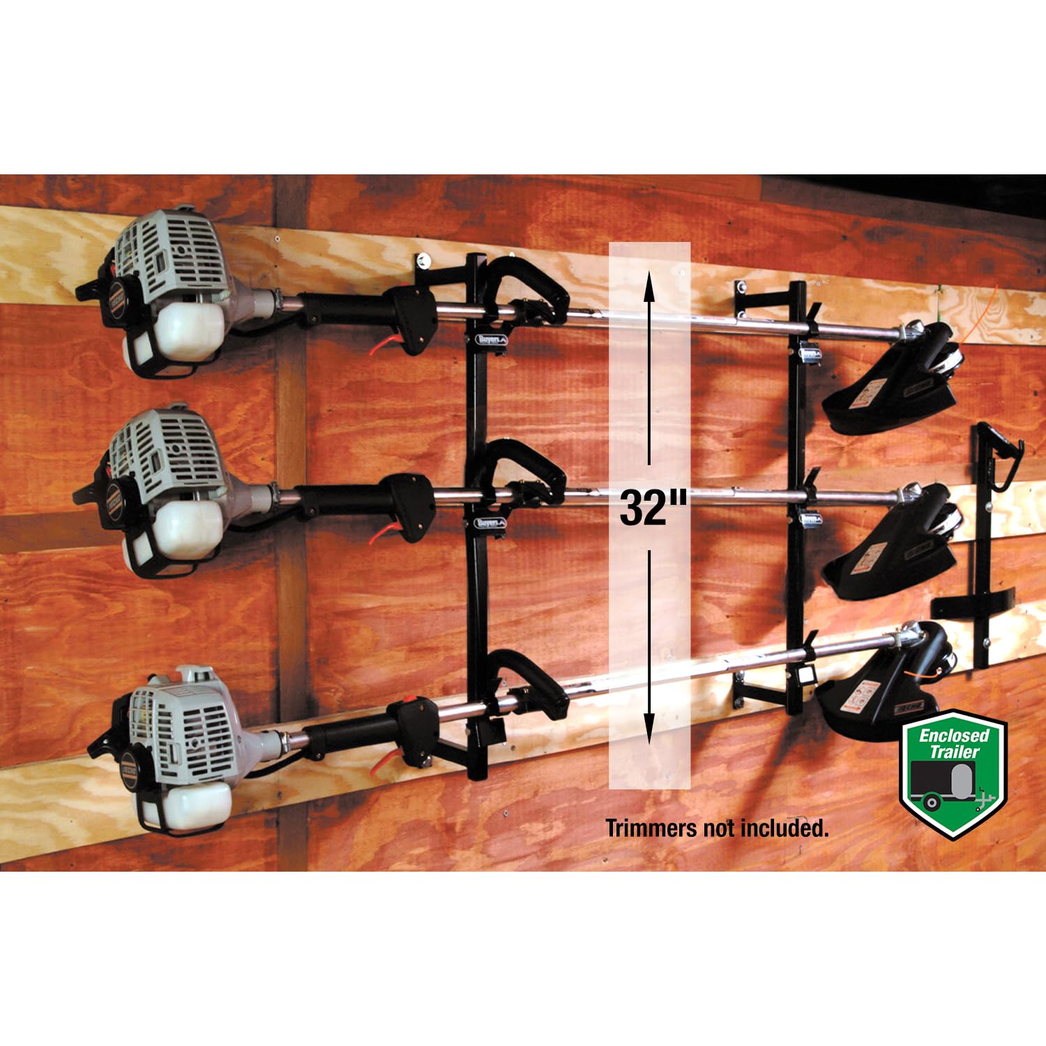 Buyers Products Landscape Trimmer LT12 Edger Locking Rack for Enclosed Trailers & Walls, Made In The USA, Holds 3 Yard Lawn Weed Whackers Tools, Trimmer Holder for Landscape Trailers