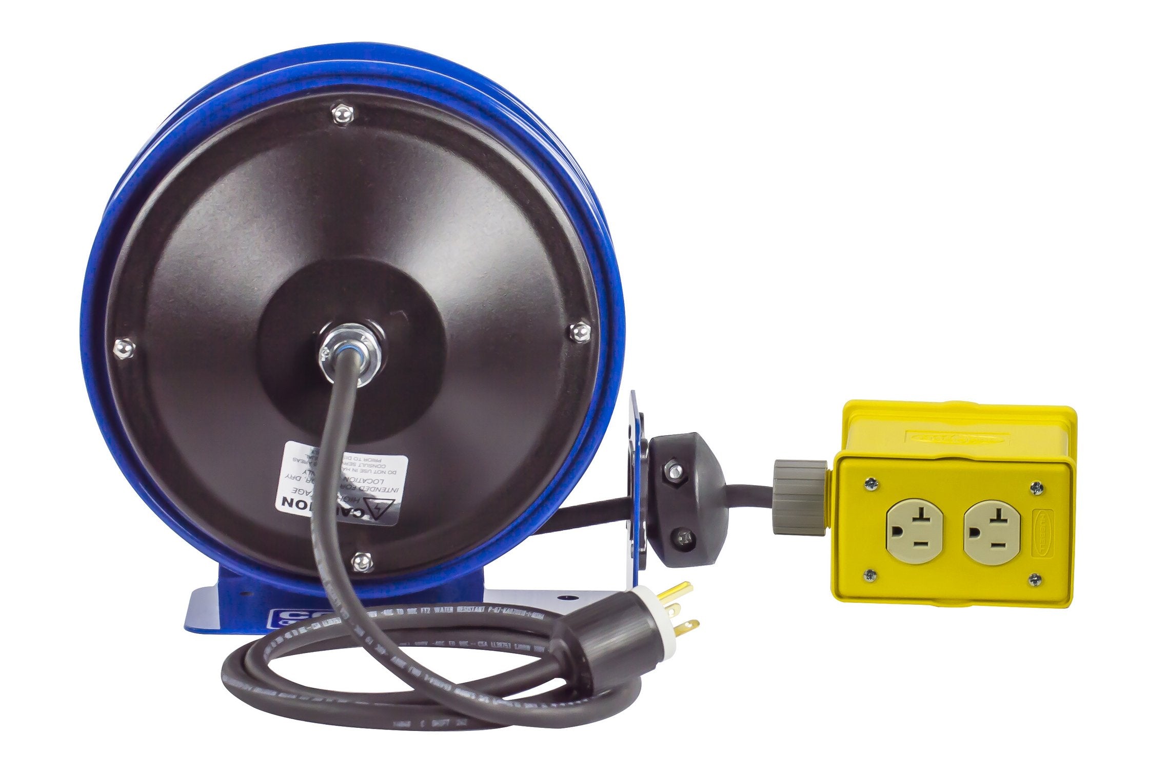 Coxreels PC10-3012-B Power Cord Reel Compact, PC10 Series, 12/3 x 30’ Quad Receptacle 120VAC, Compact Design -Easy-Access Cover and Spring Motor-Heavy-Duty Steel Construction, Made in The USA Blue